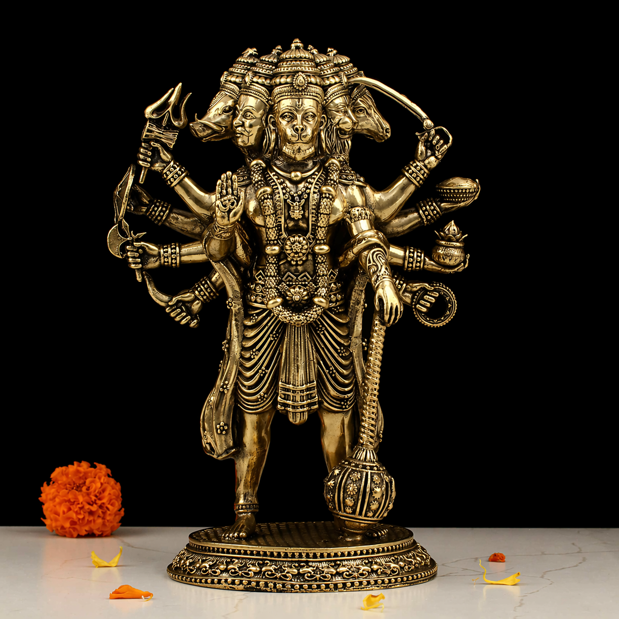 6.5" BRASS PANCH MUKHI HANUMAN BRP-1