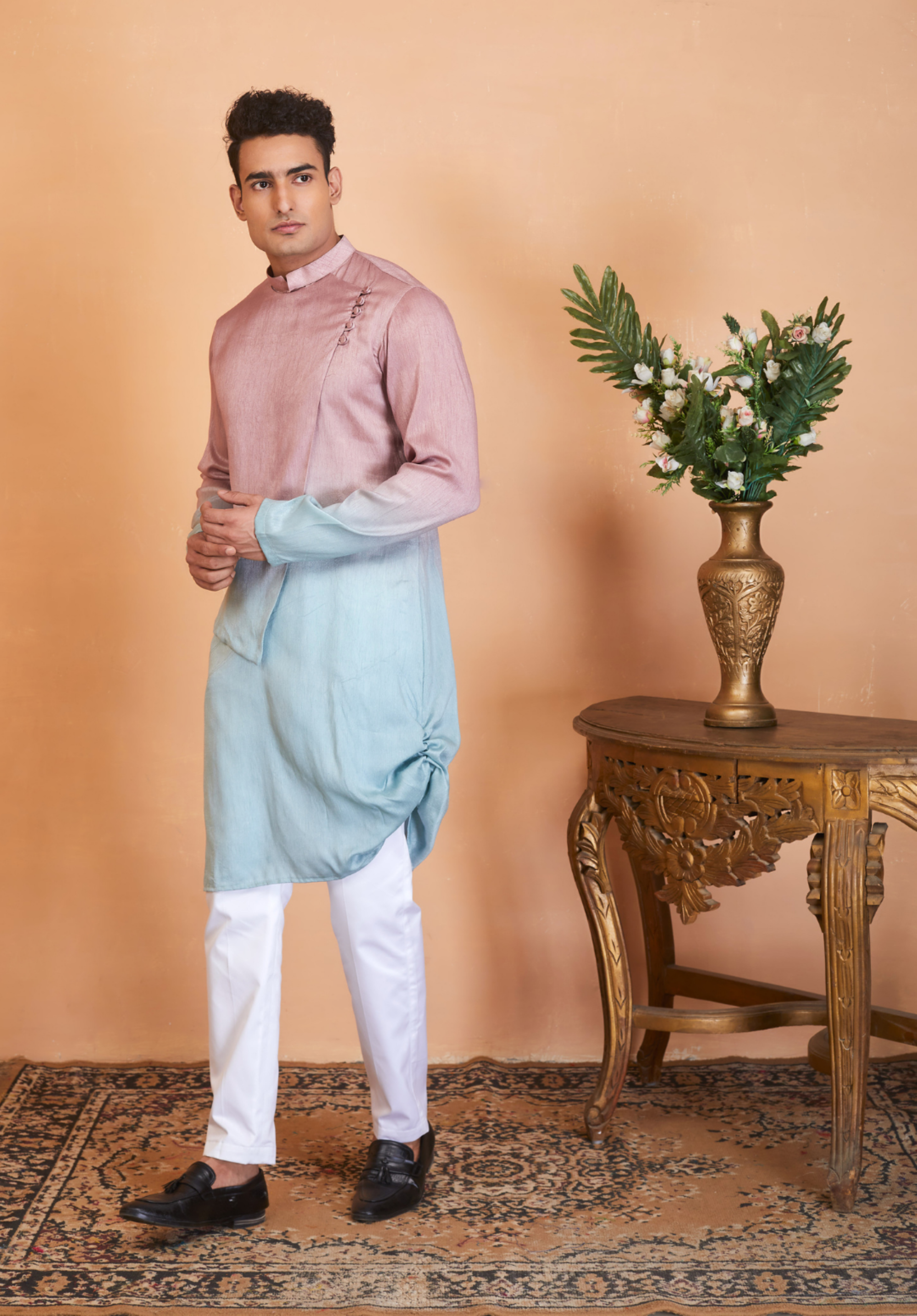 Men's Glidden Ombre Flap Kurta With Crop Pants