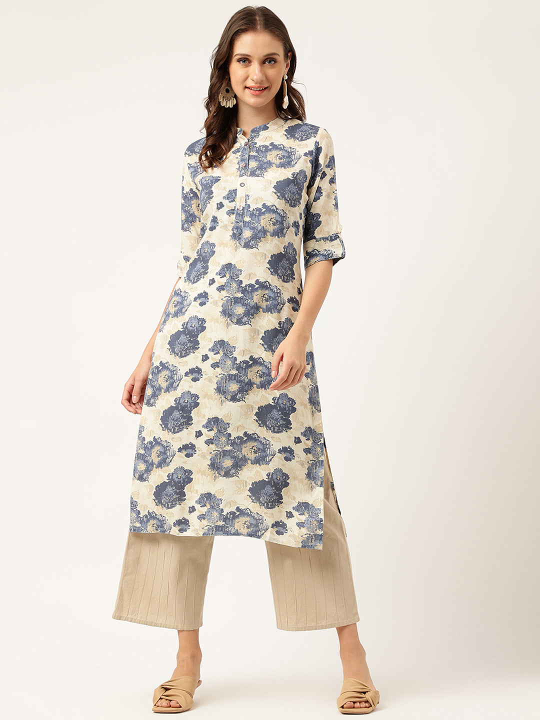 Women's Multi Colored Floral Digital Printed Straight Kurta