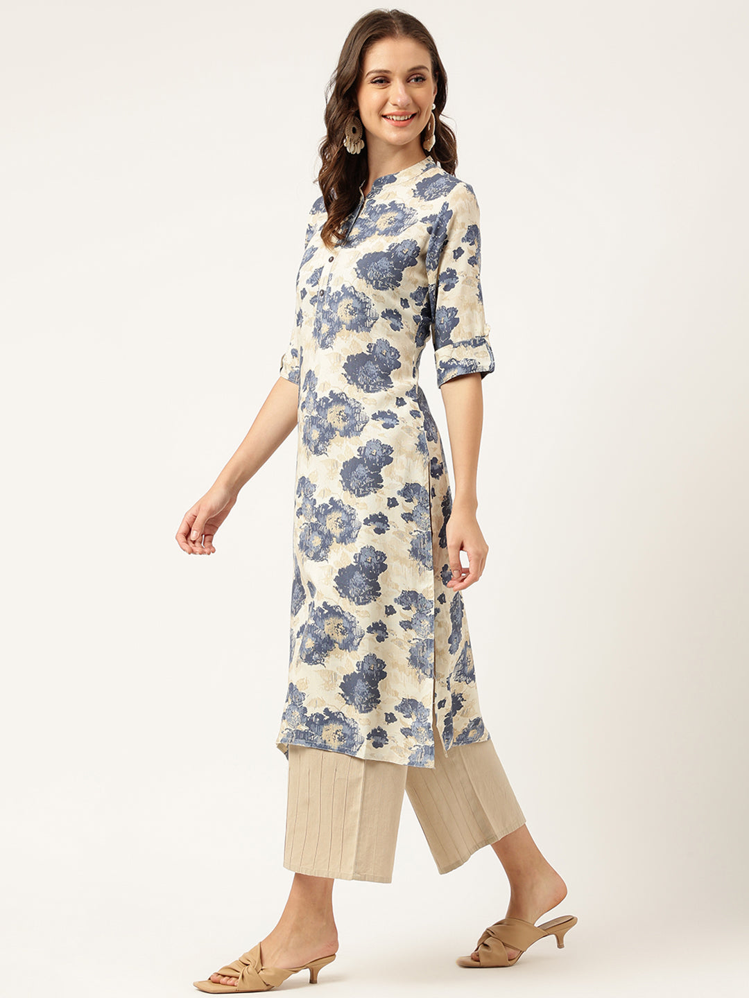 Women's Multi Colored Floral Digital Printed Straight Kurta