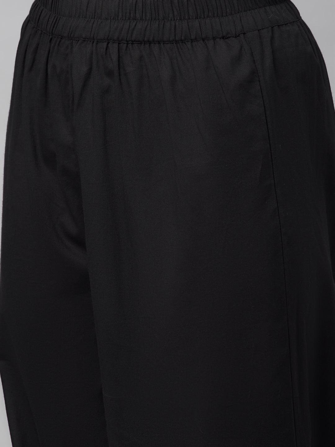 Women's Maroon Cotton Straight Kurta Hem Cuffed Pant set