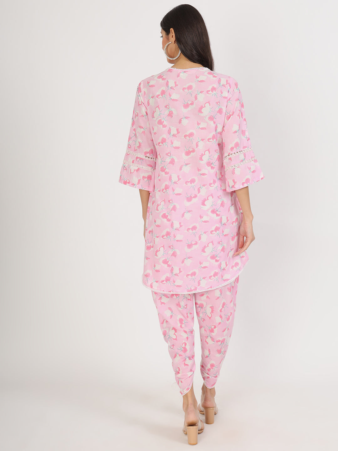 Women's Pink Floral Printed Cotton Co-Ord Set