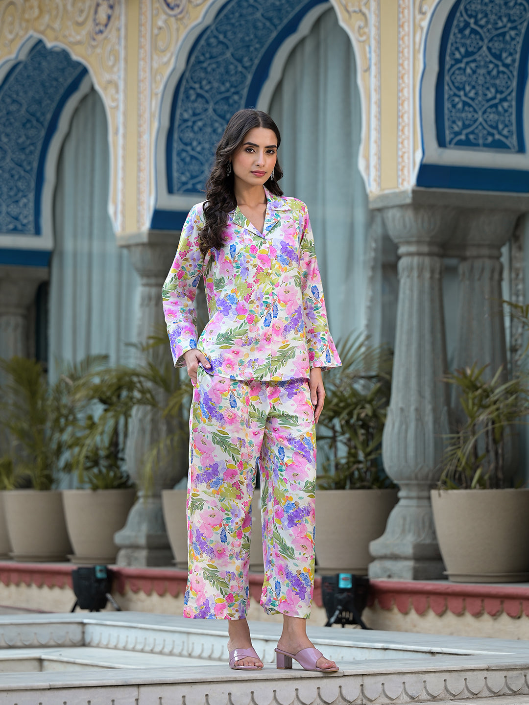 Women's Multicolored Floral Printed Muslin Co-ord Set