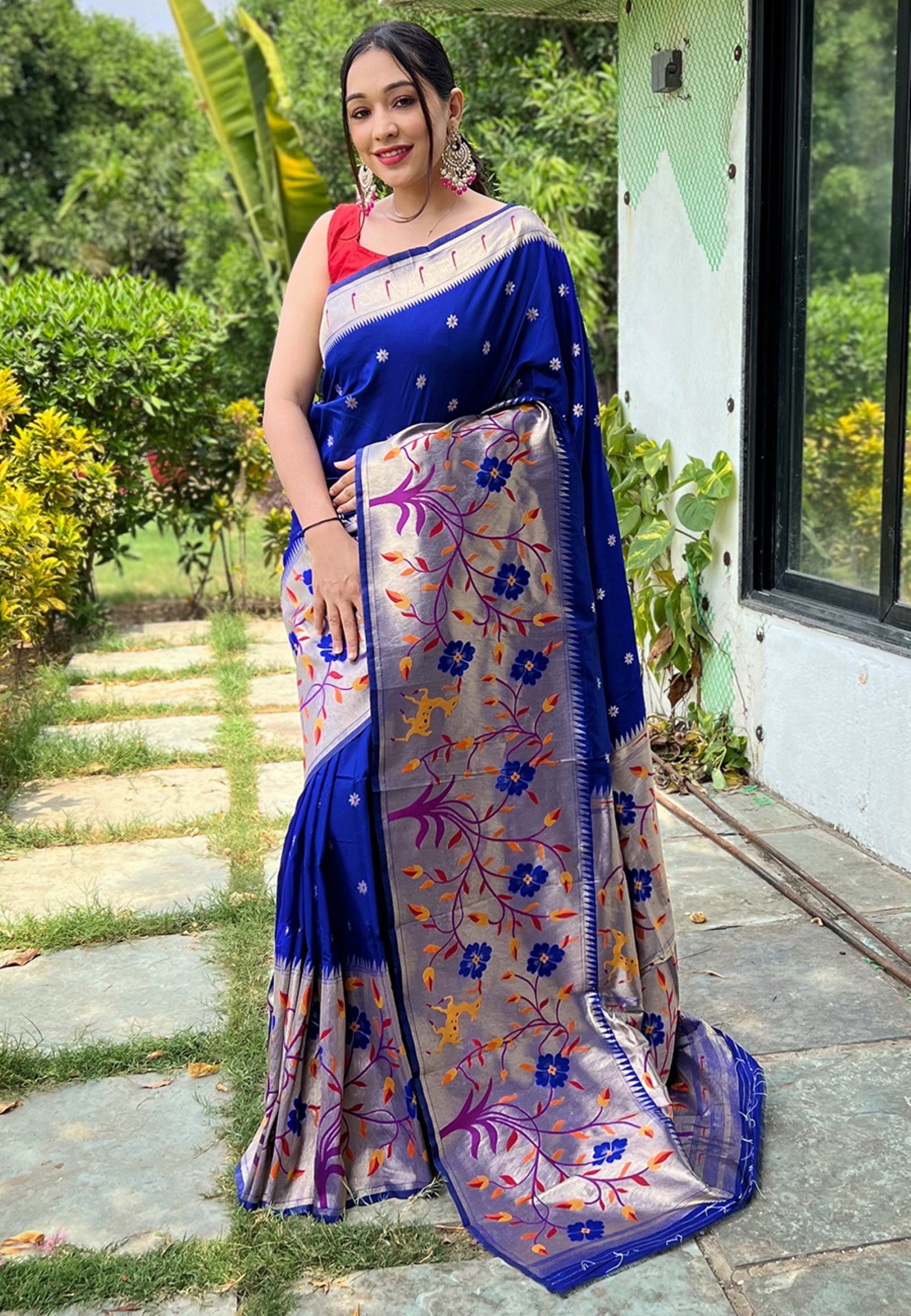 Women's Violet Paithani Big Border Saree