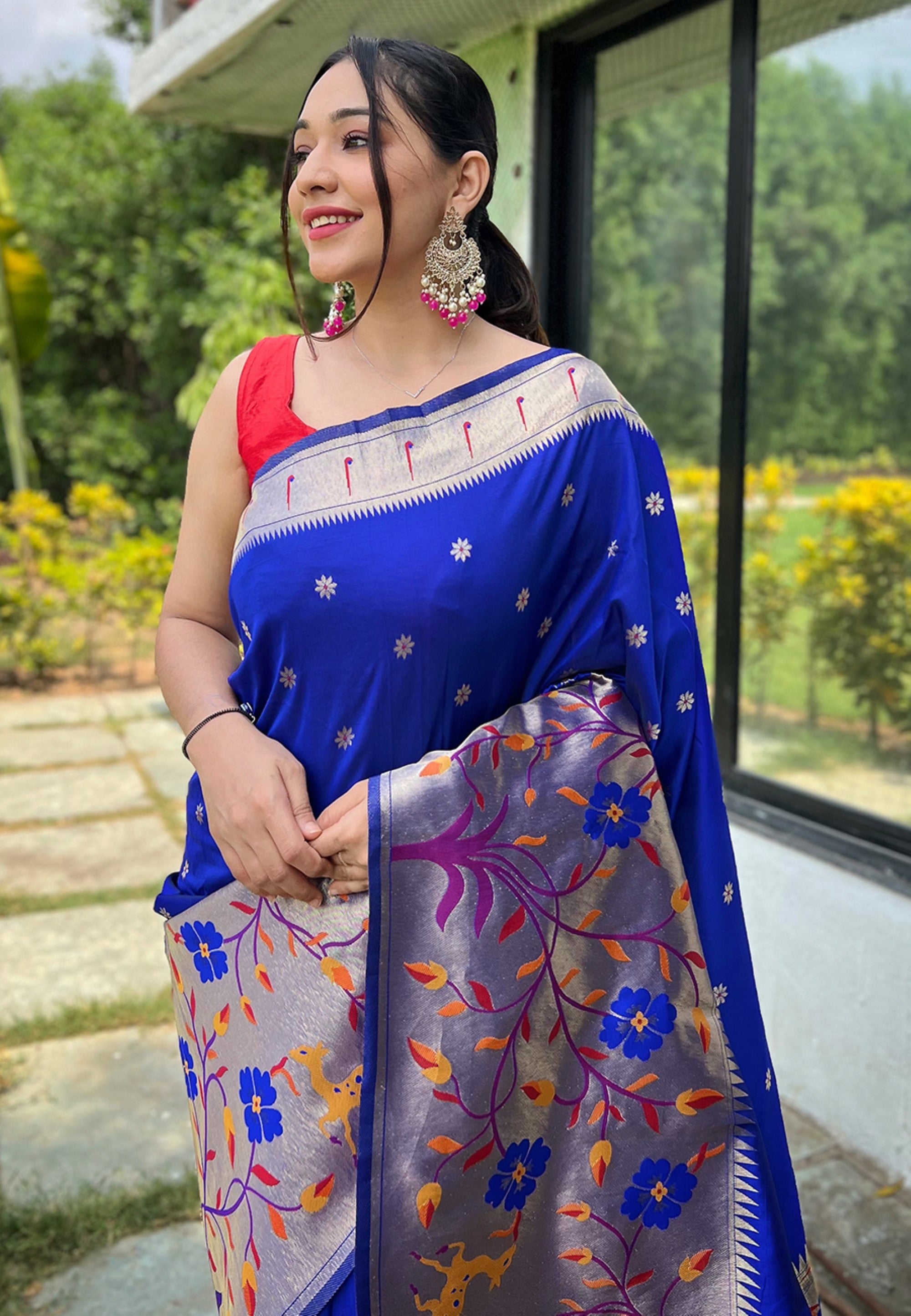 Women's Violet Paithani Big Border Saree