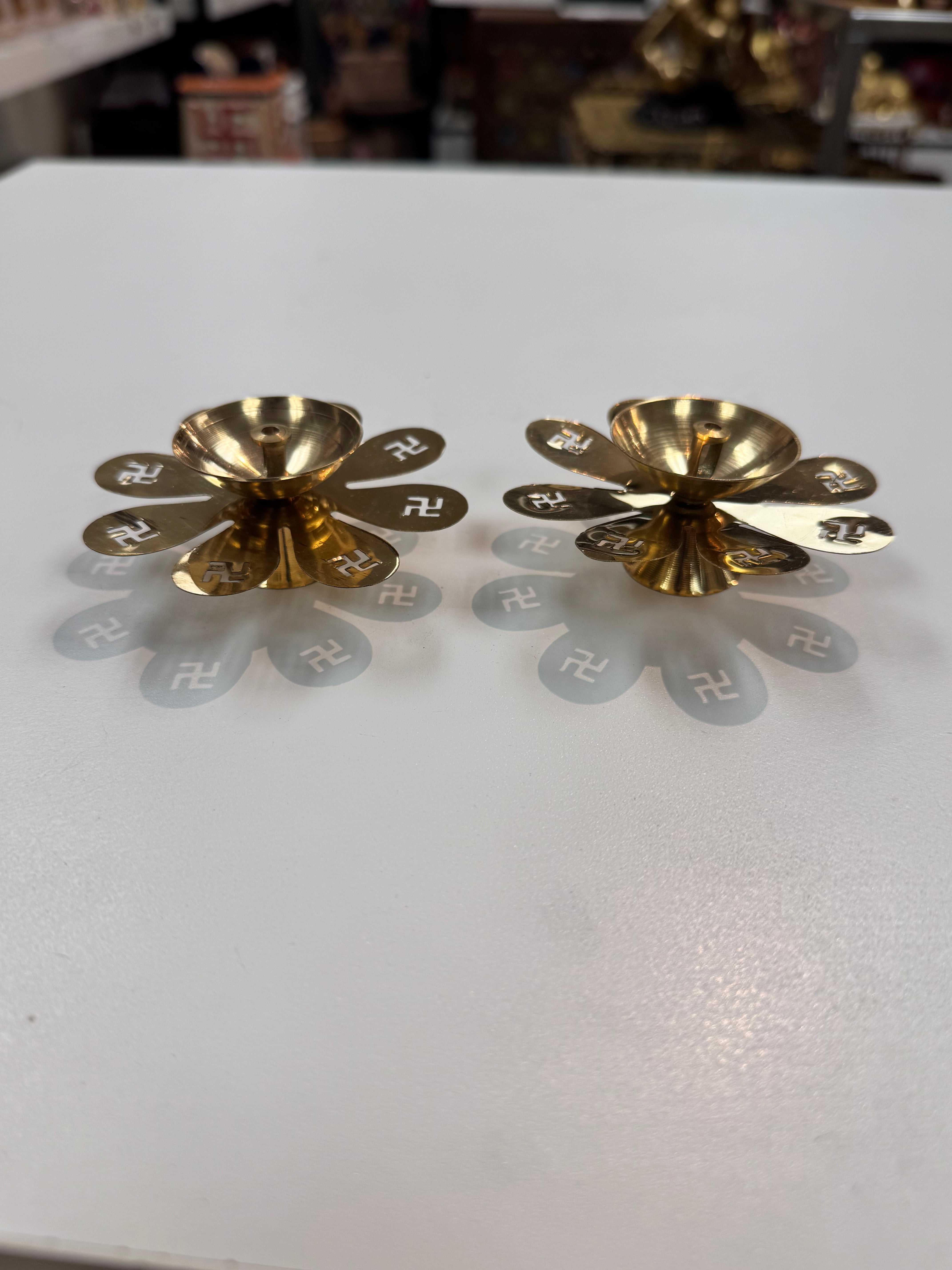 2" Swastik Brass Diya – Traditional Oil Lamp for Puja & Festive Décor