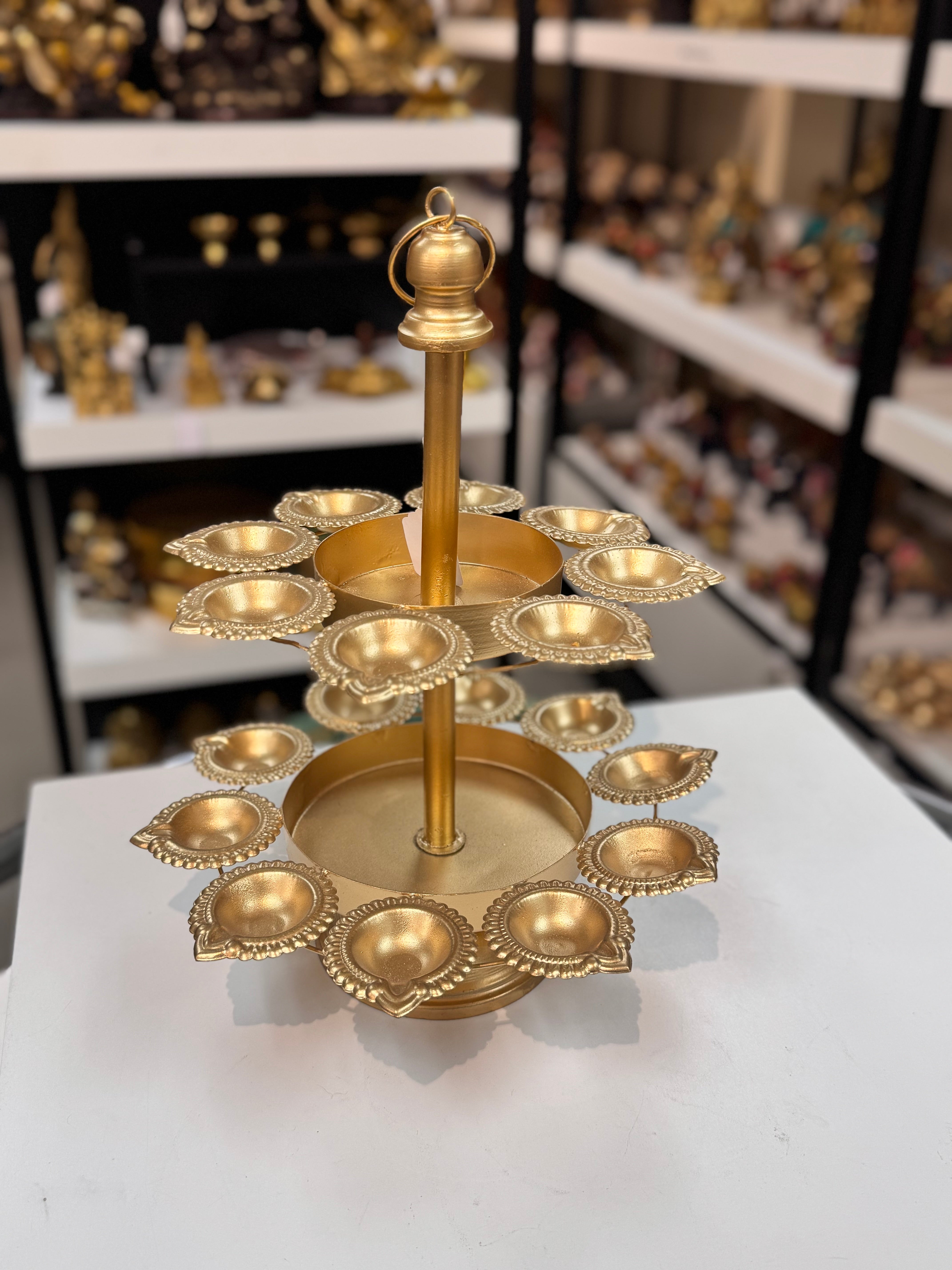 Iron 2-Layer Display Stand – Decorative Tiered Stand for Home & Puja