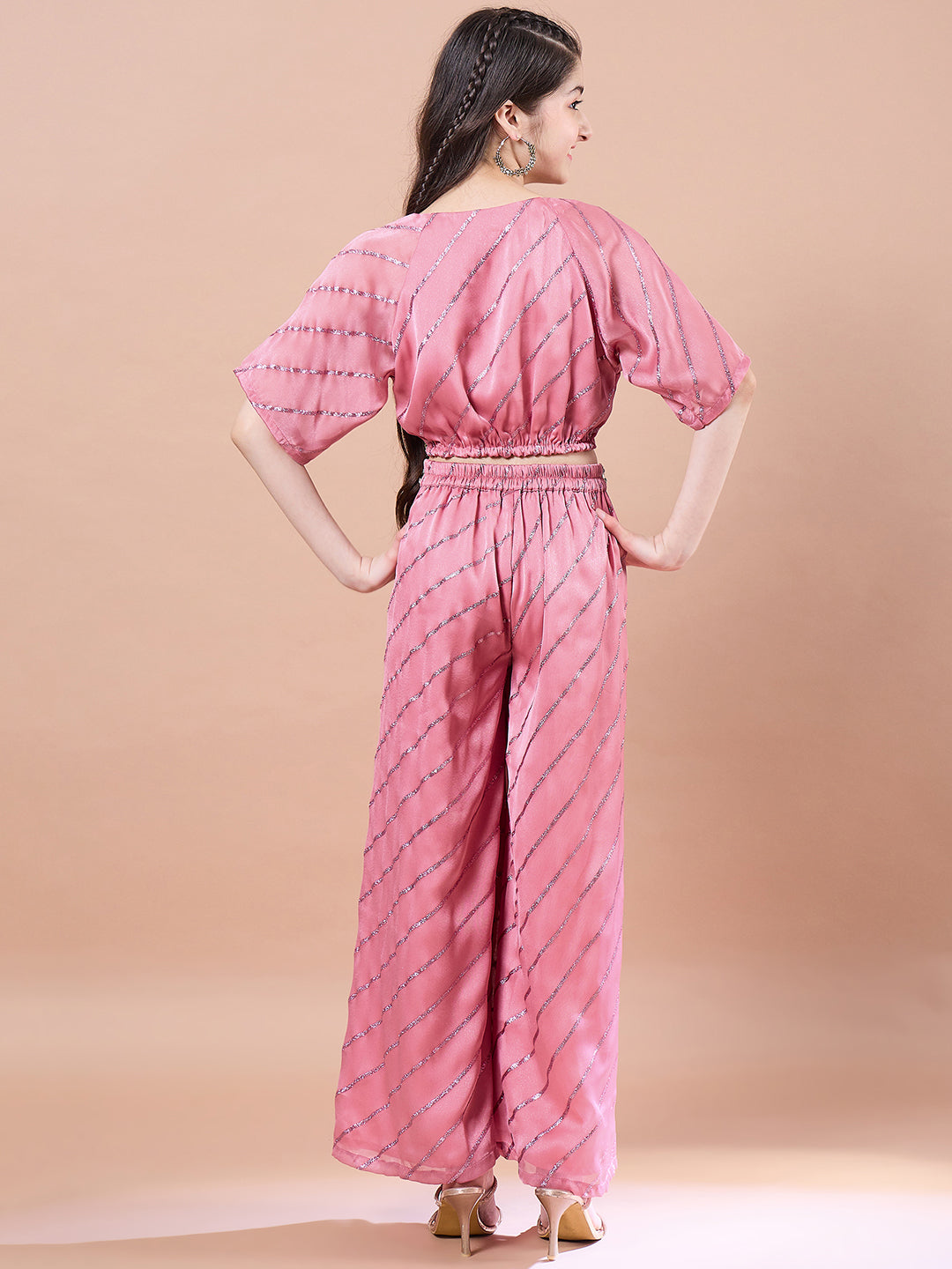 Girls Striped Top With Pyjamas