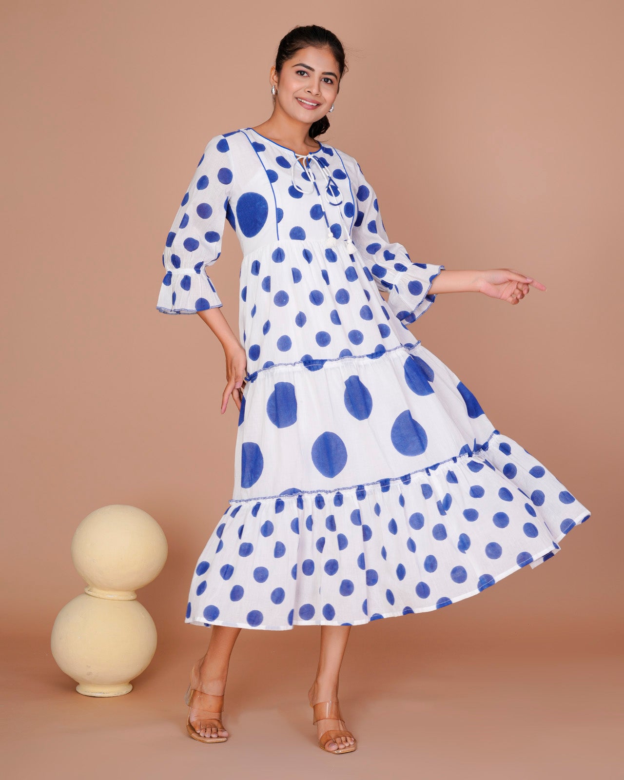 Women's Blue&White Cotton Block Print
Polka Dot Dresses
