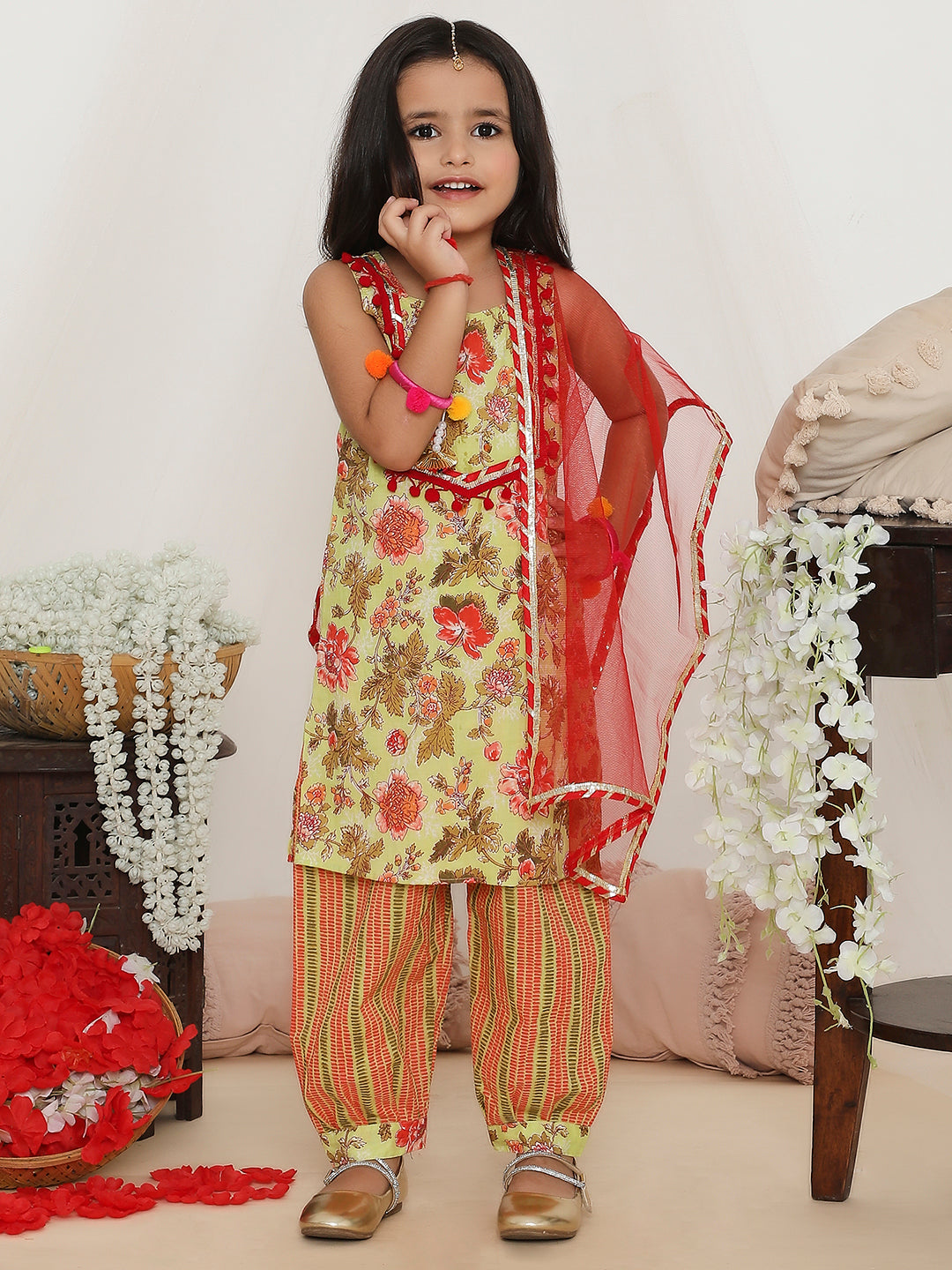 Girl's Gulabo Kurti With Afghani