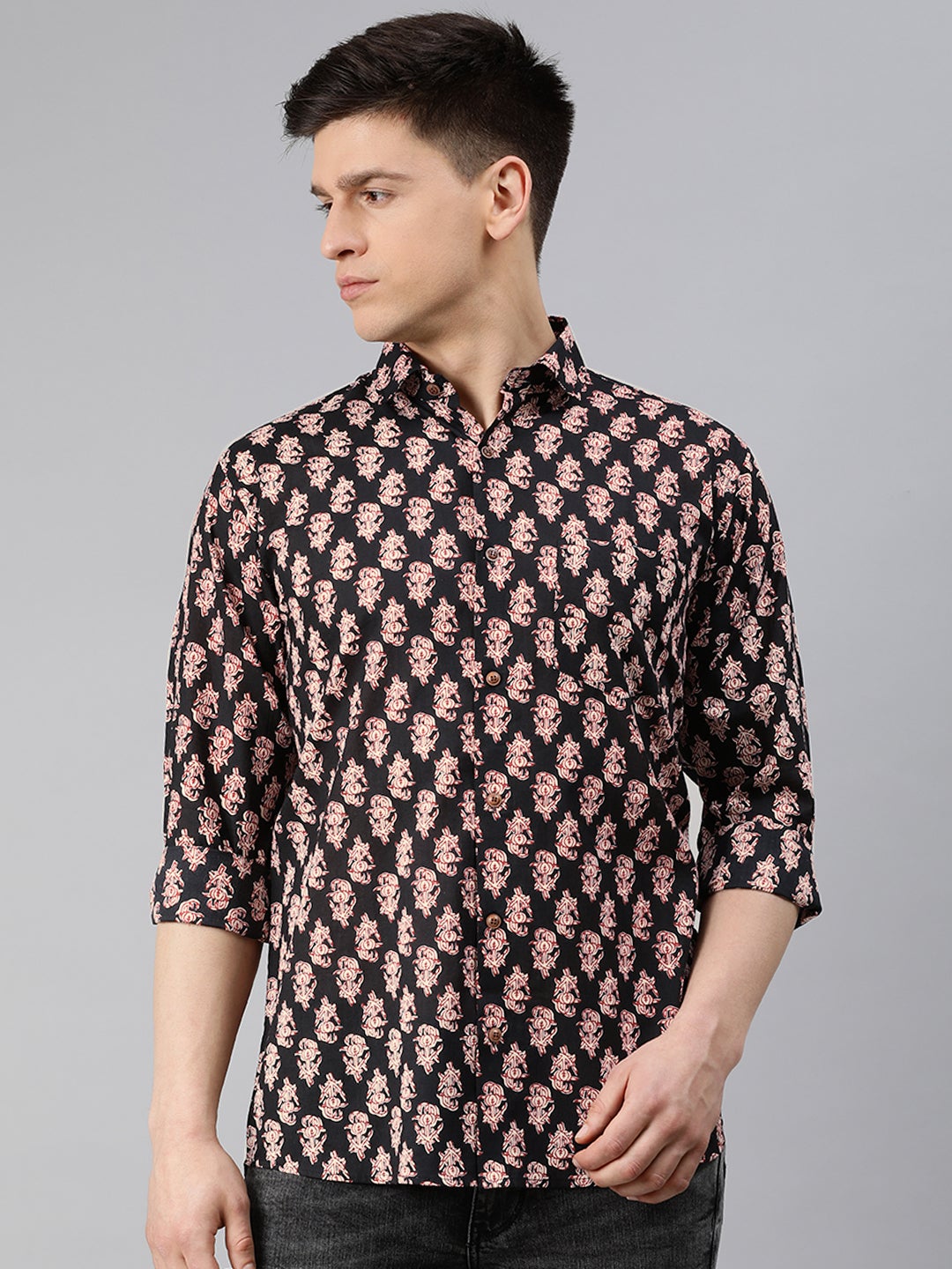Men's Black Cotton Full Sleeves Shirts For Men