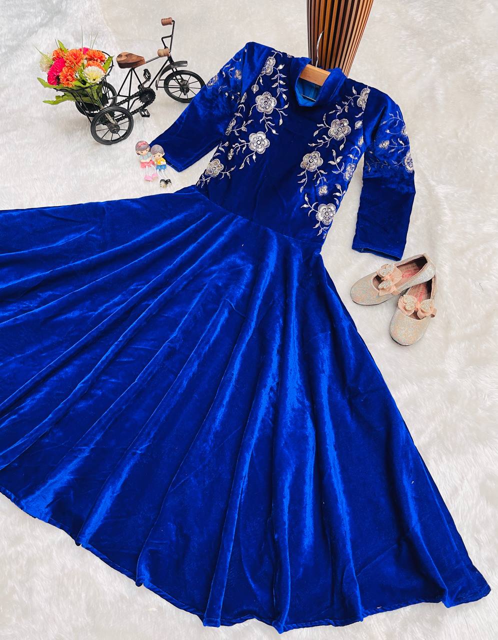 Girl's Vichitra Silk Embroidery Gown With Dupatta