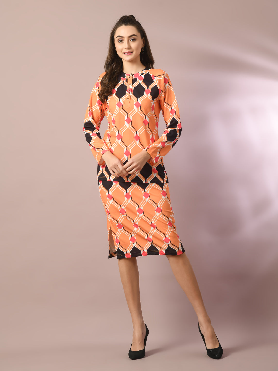 Women's  Multi Printed Knee Length Party Embellished Skirts