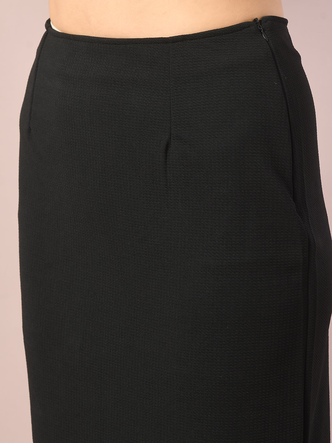 Women's  Black Solid Knee Length Party Embellished Skirts