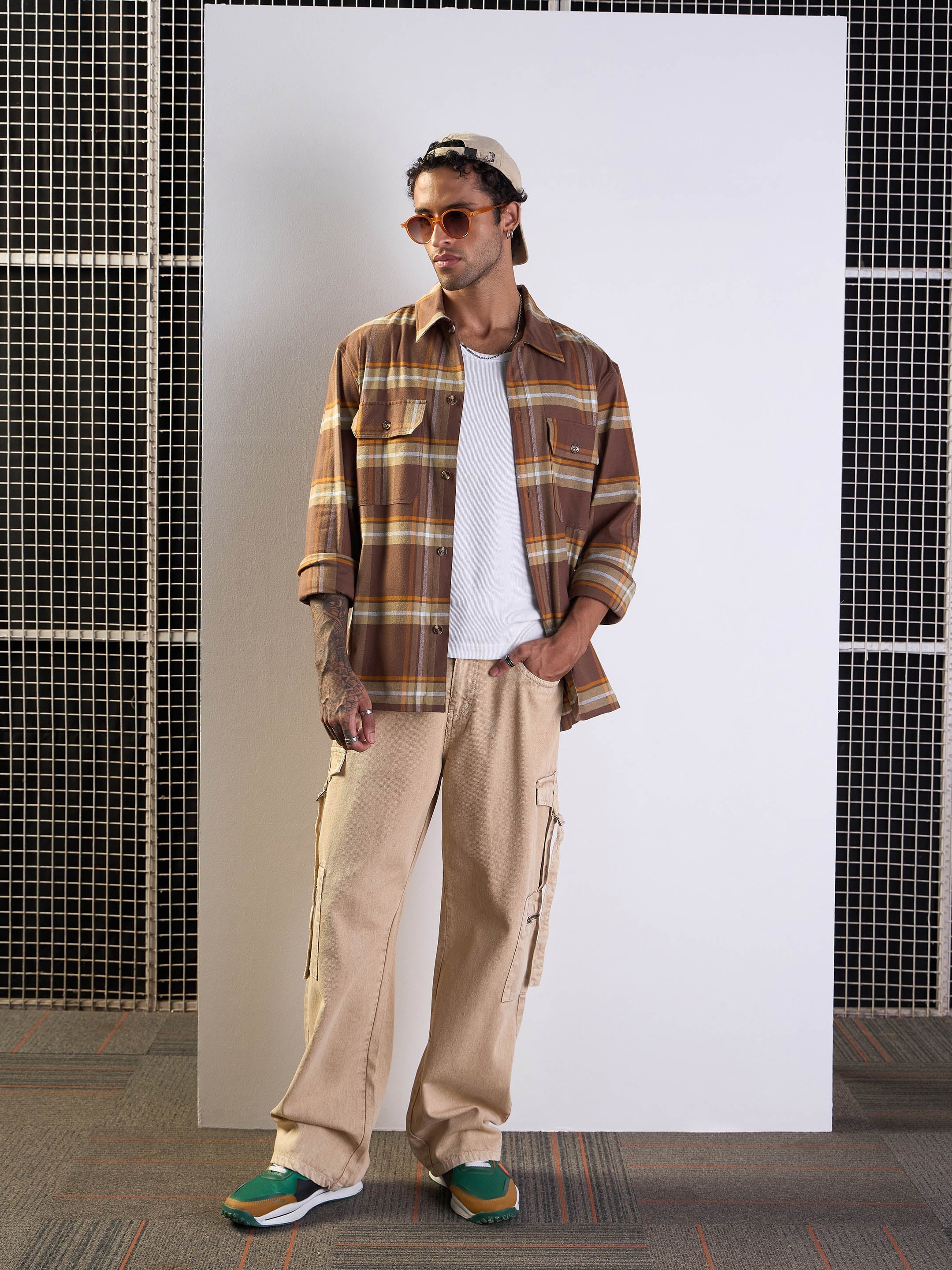 Men's Brown Side Pocket Shacket