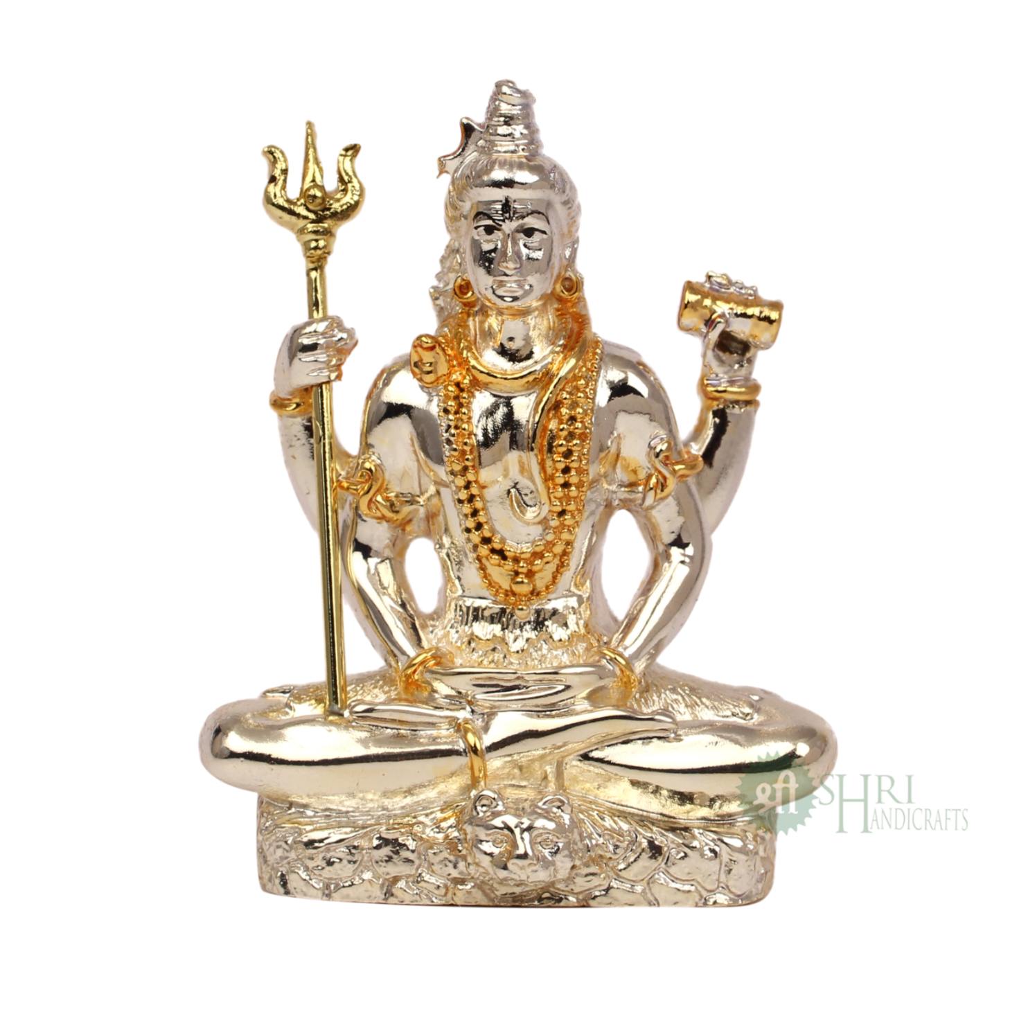 3"SHIVA SITTING TWO TONE SILVER PLATTING