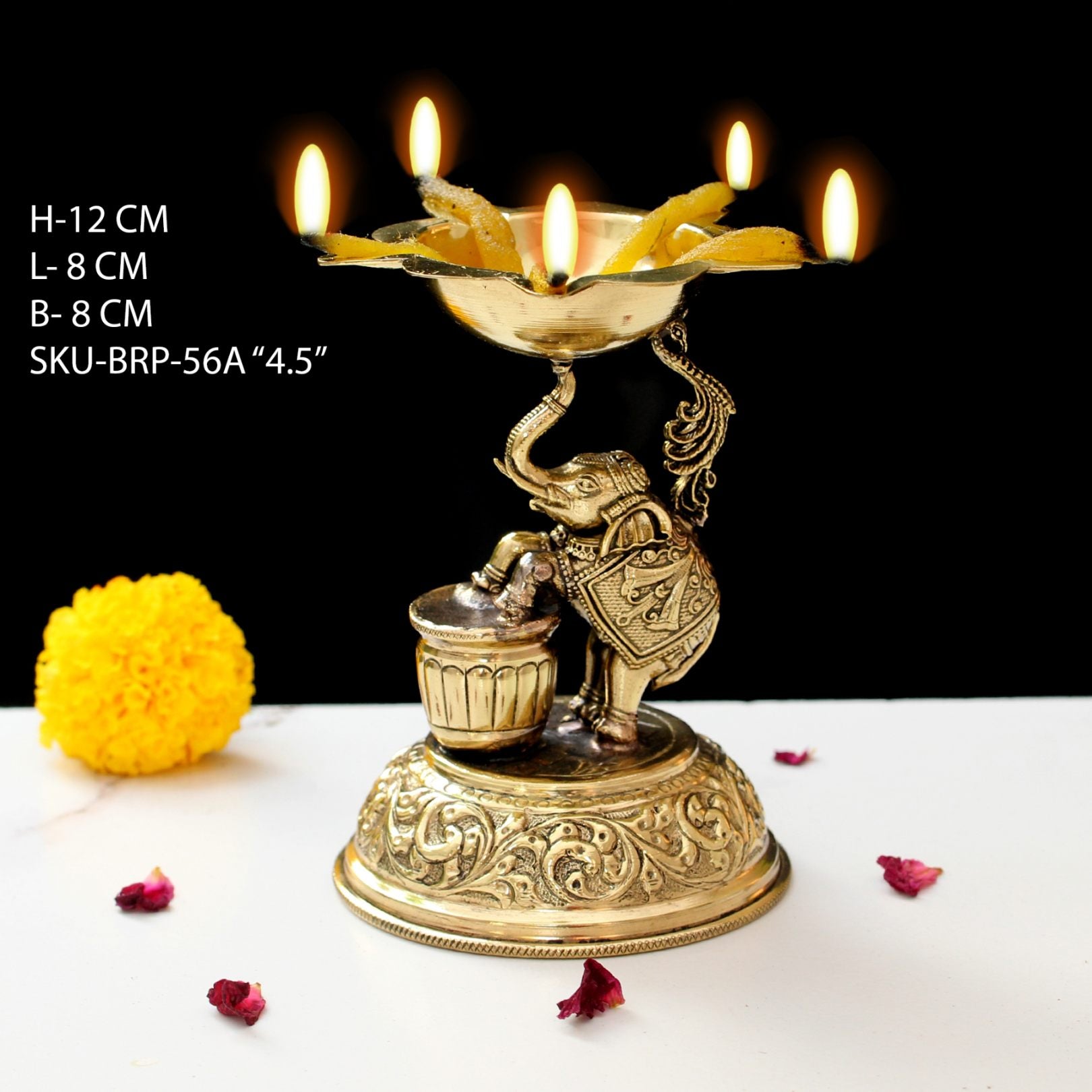 Brass Elephant Deepak – 4.5 Inch