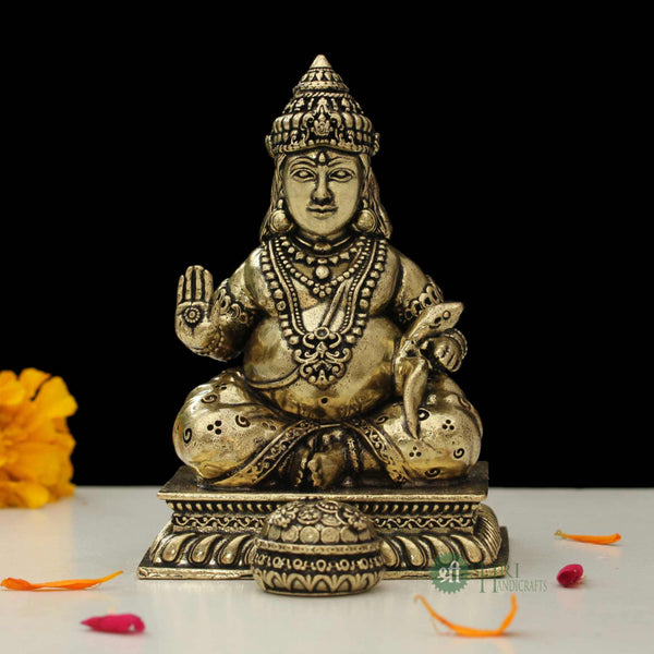 Brass Lord Kubera Idol – 4 Inch
