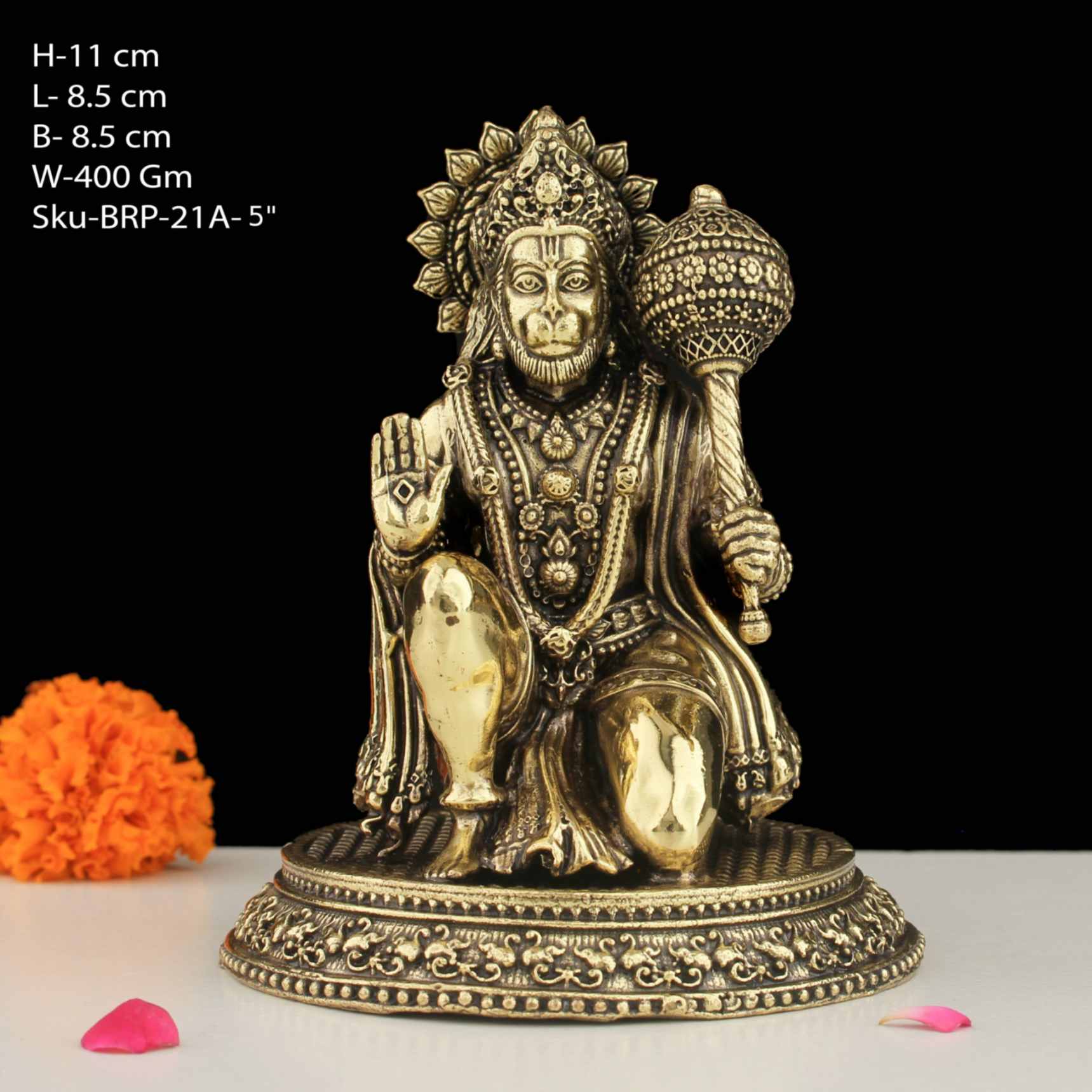 5" BRASS HANUMAN STATUE