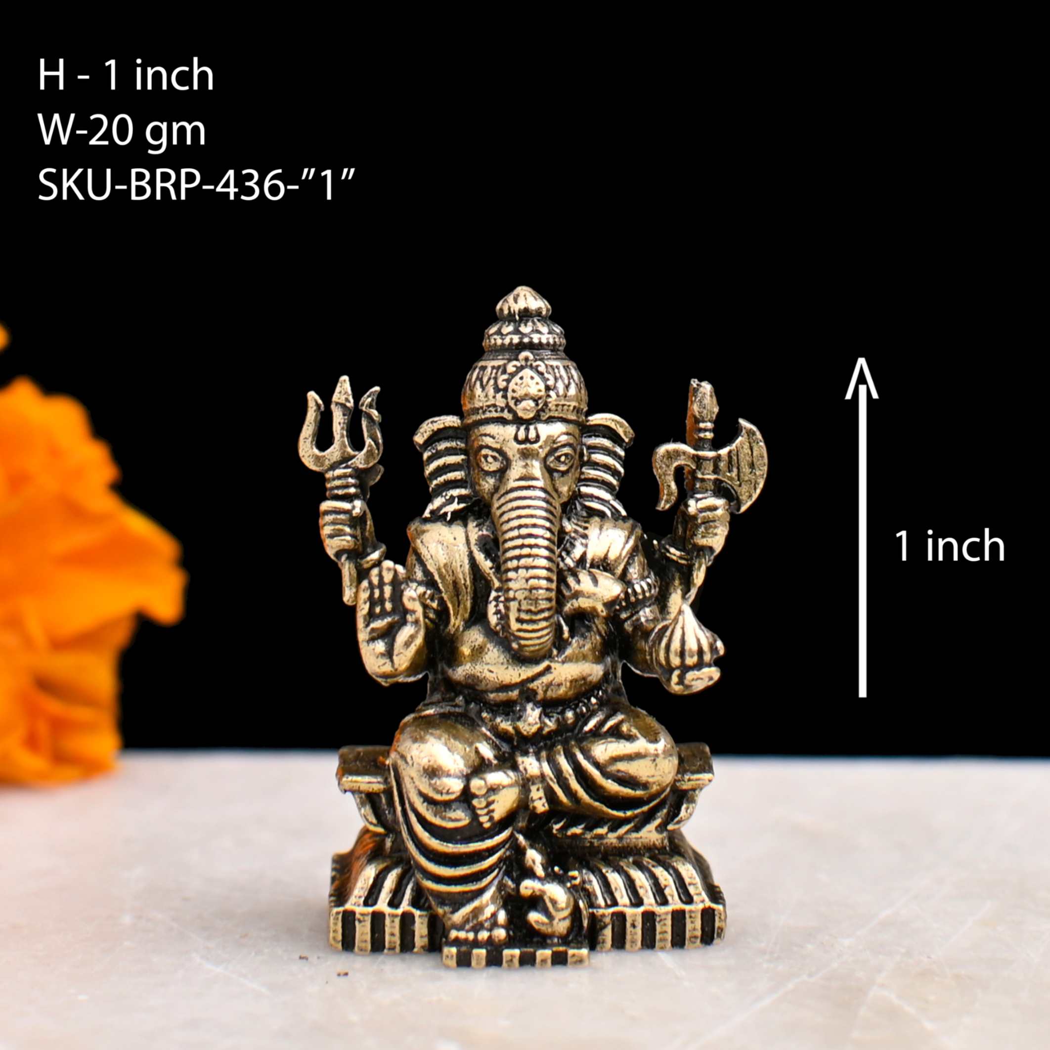 1 Inch Mini Brass Lord Ganesha Idol