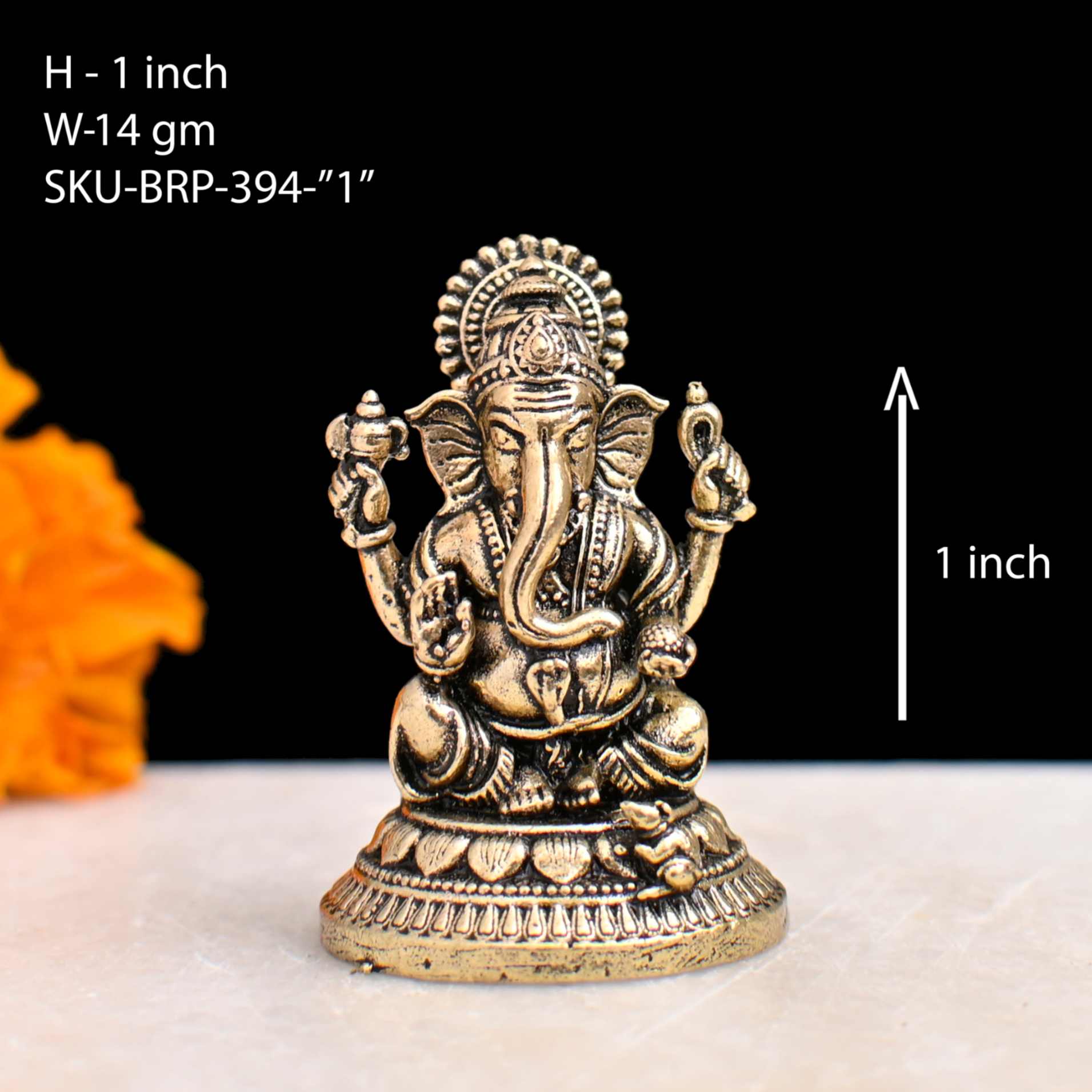 1" Brass Ganesha Idol (12gm) | Premium Handcrafted Figurine