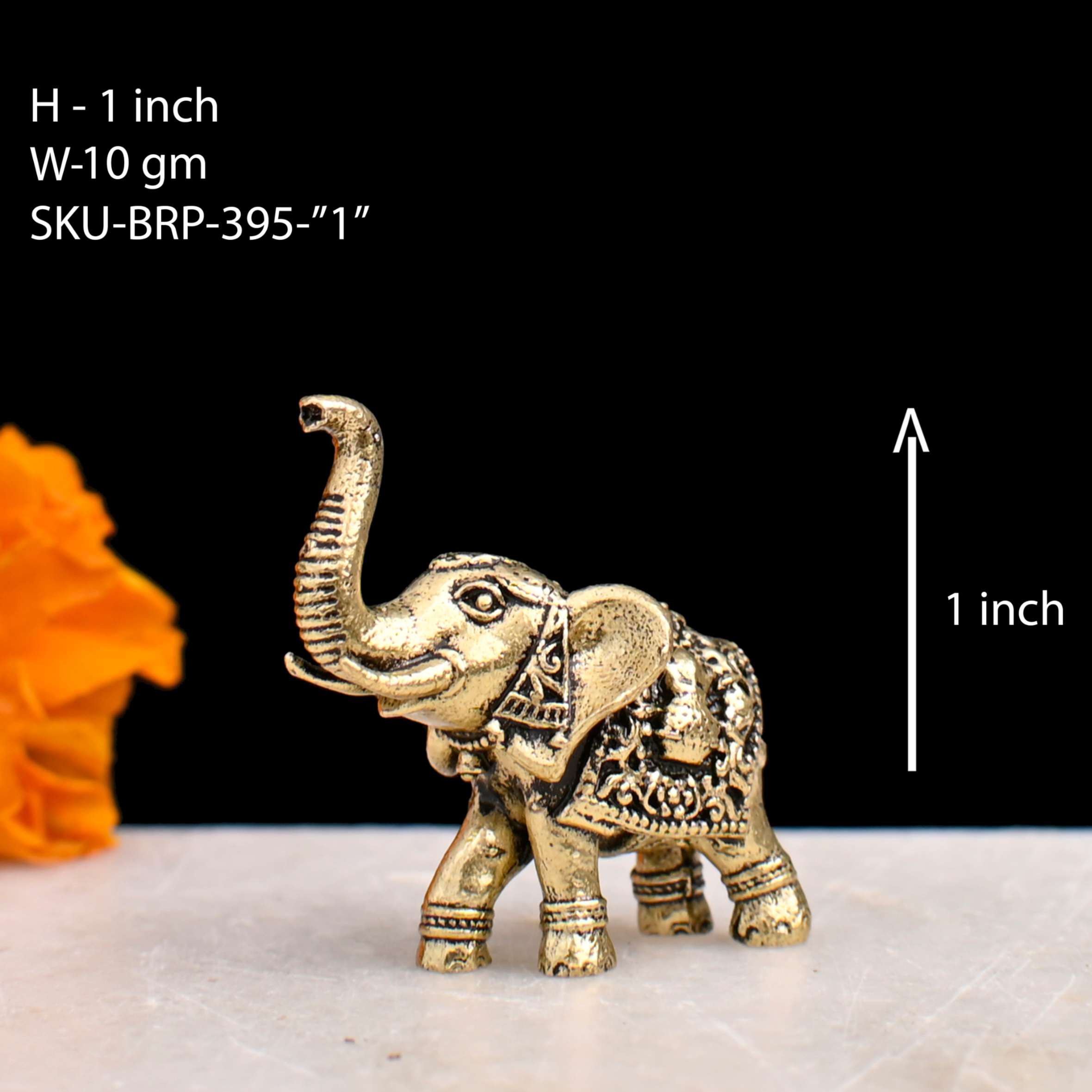 1" Brass Elephant Figurine – Handcrafted Indian Decor Idol