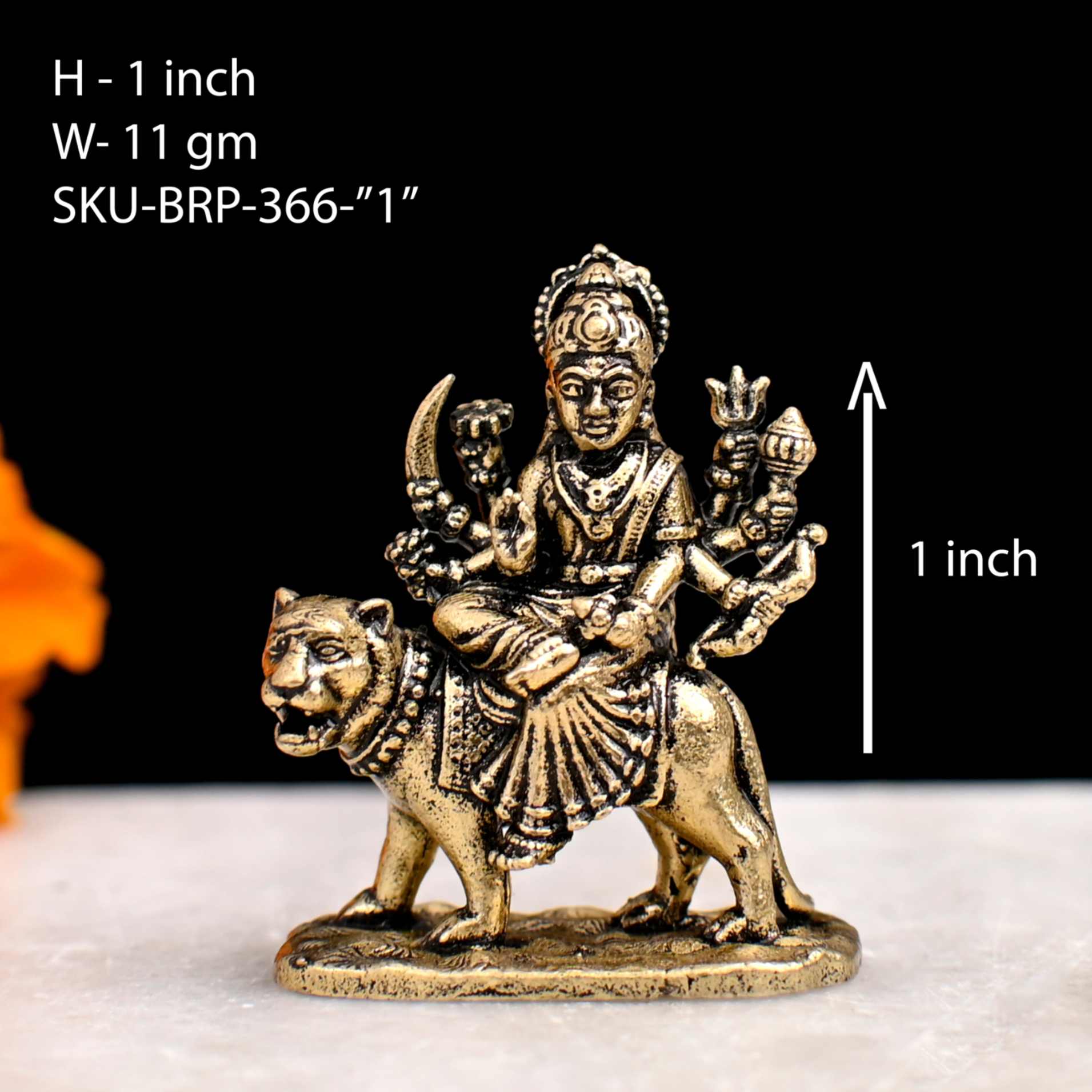 1" Brass Durga Idol | Premium Handcrafted Goddess Figurine