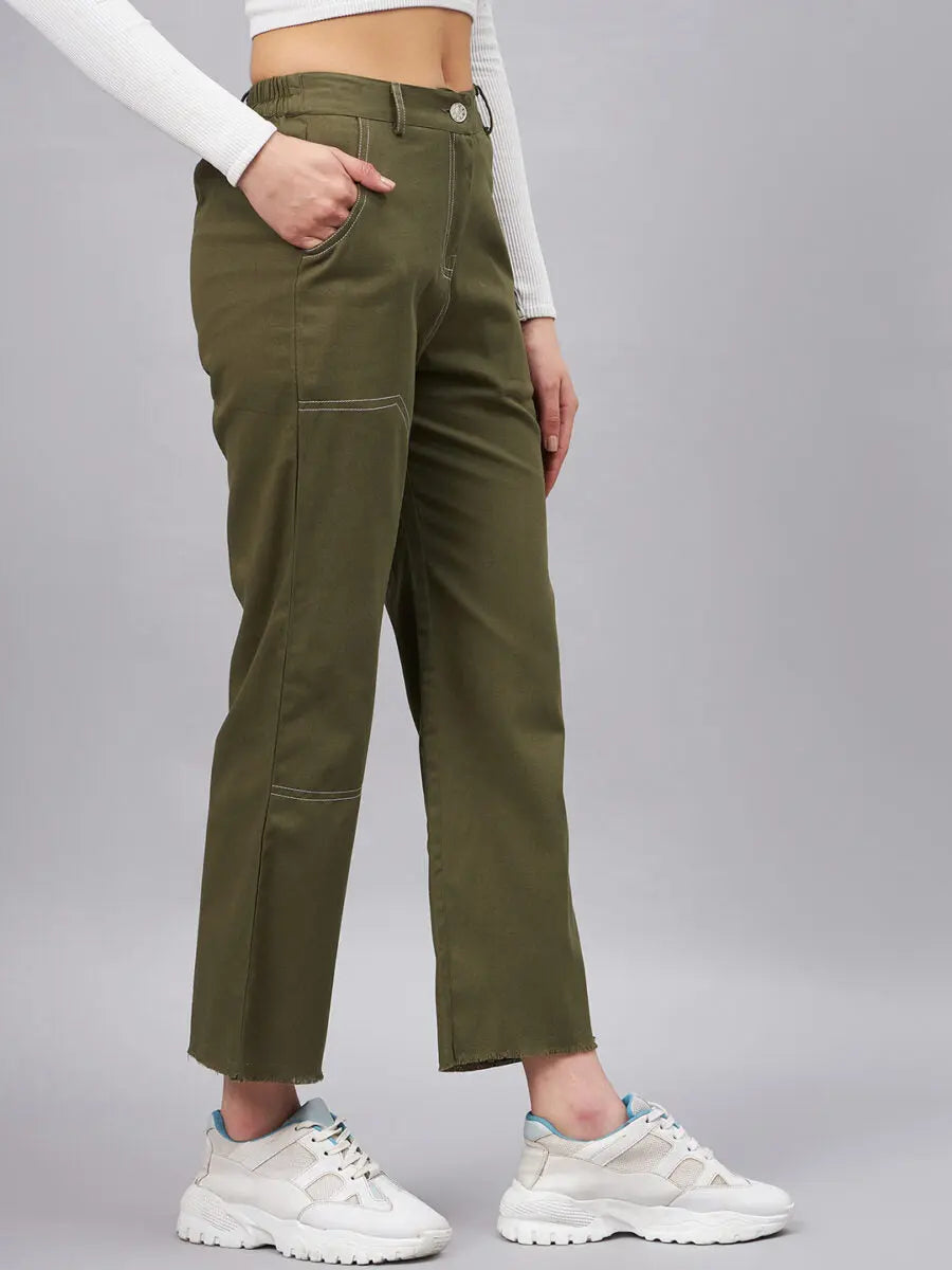 winered-women-high-rise-olive-straight-green-trouser