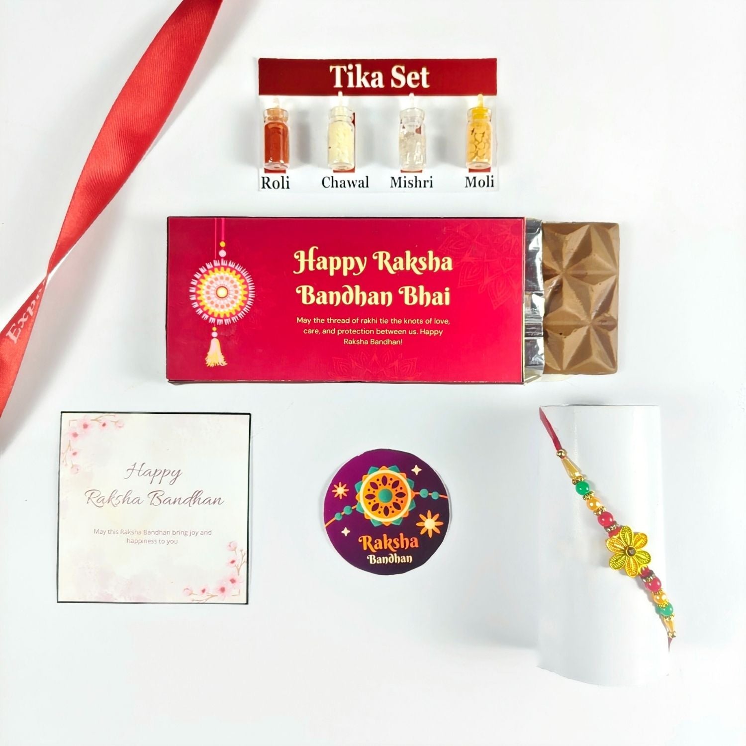 Special Rakhi For Brother , Chocolate Gift Hamper With Rakhi, Tika Set  And Greeting |Gift For Brother