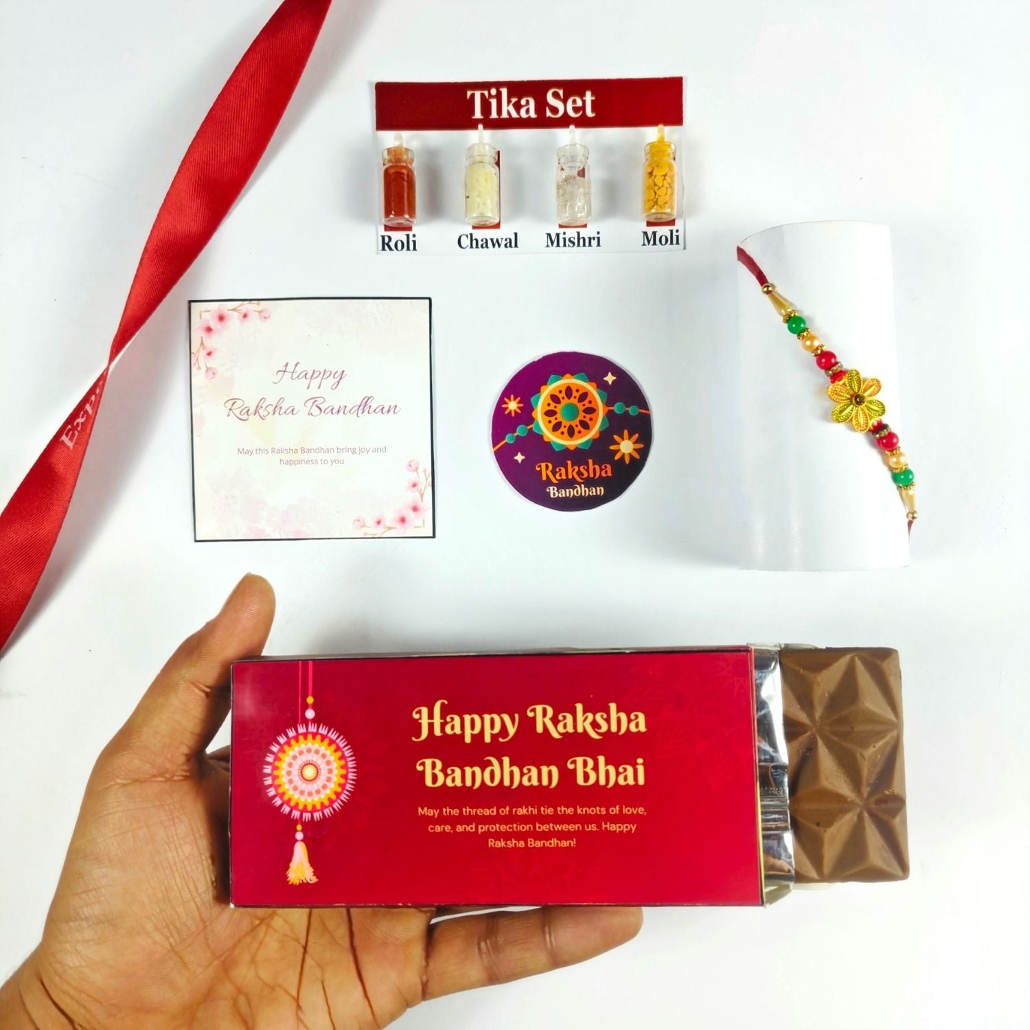 Special Rakhi For Brother , Chocolate Gift Hamper With Rakhi, Tika Set  And Greeting |Gift For Brother