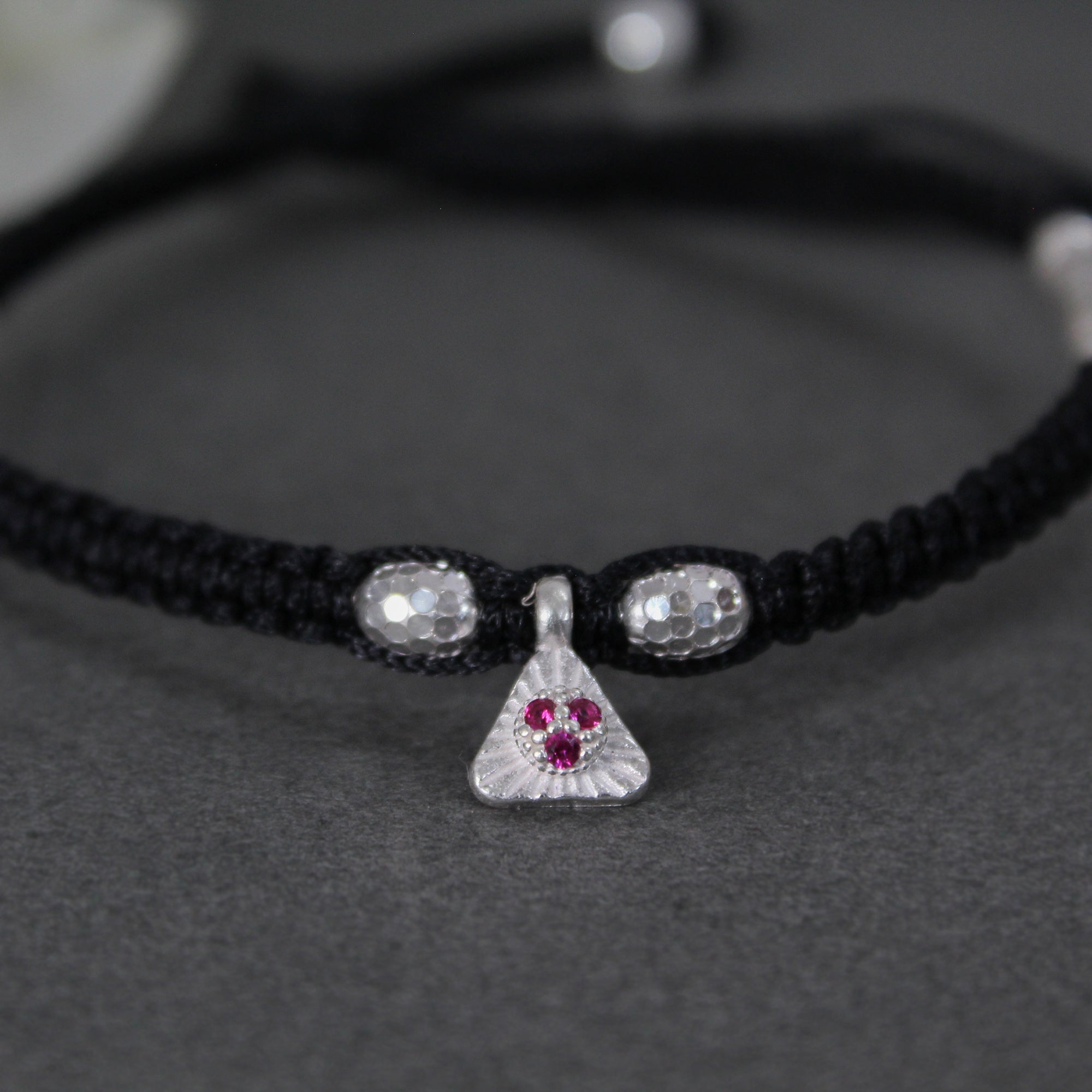 Women's Black Adjustable Thread Silver Anklets