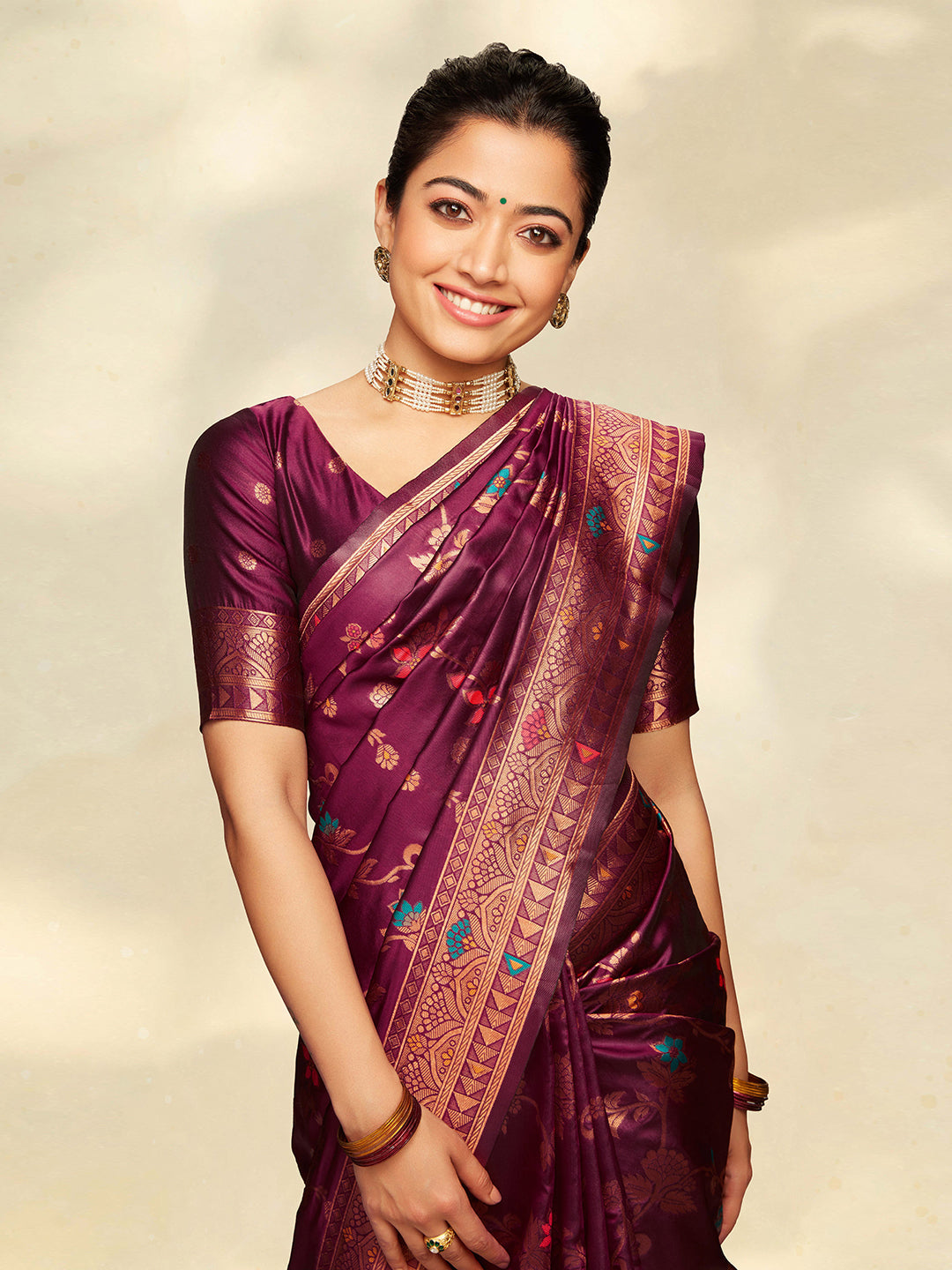 Women's Wine Banarasi Silk Saree