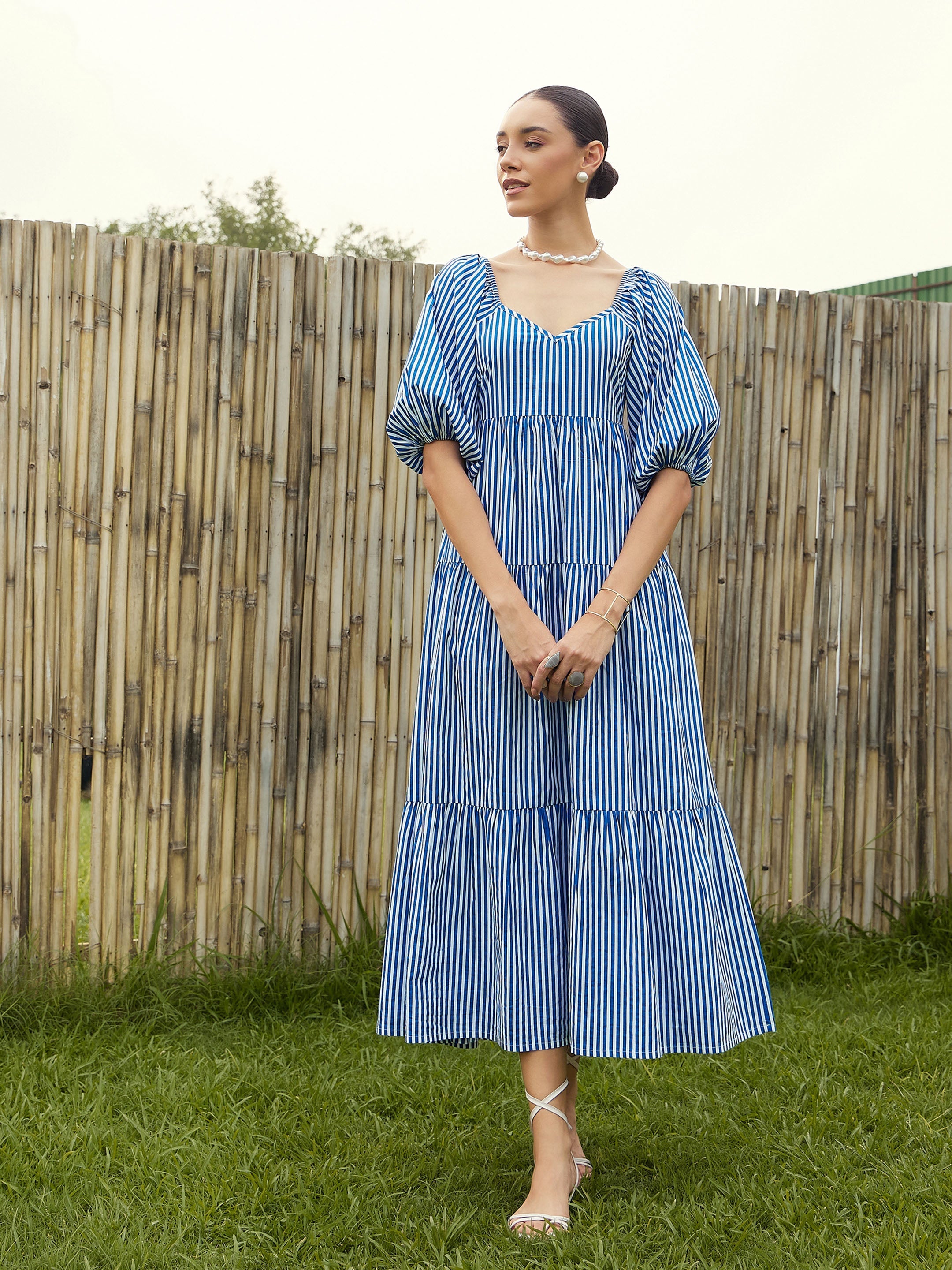 Women's Blue Striped Dress