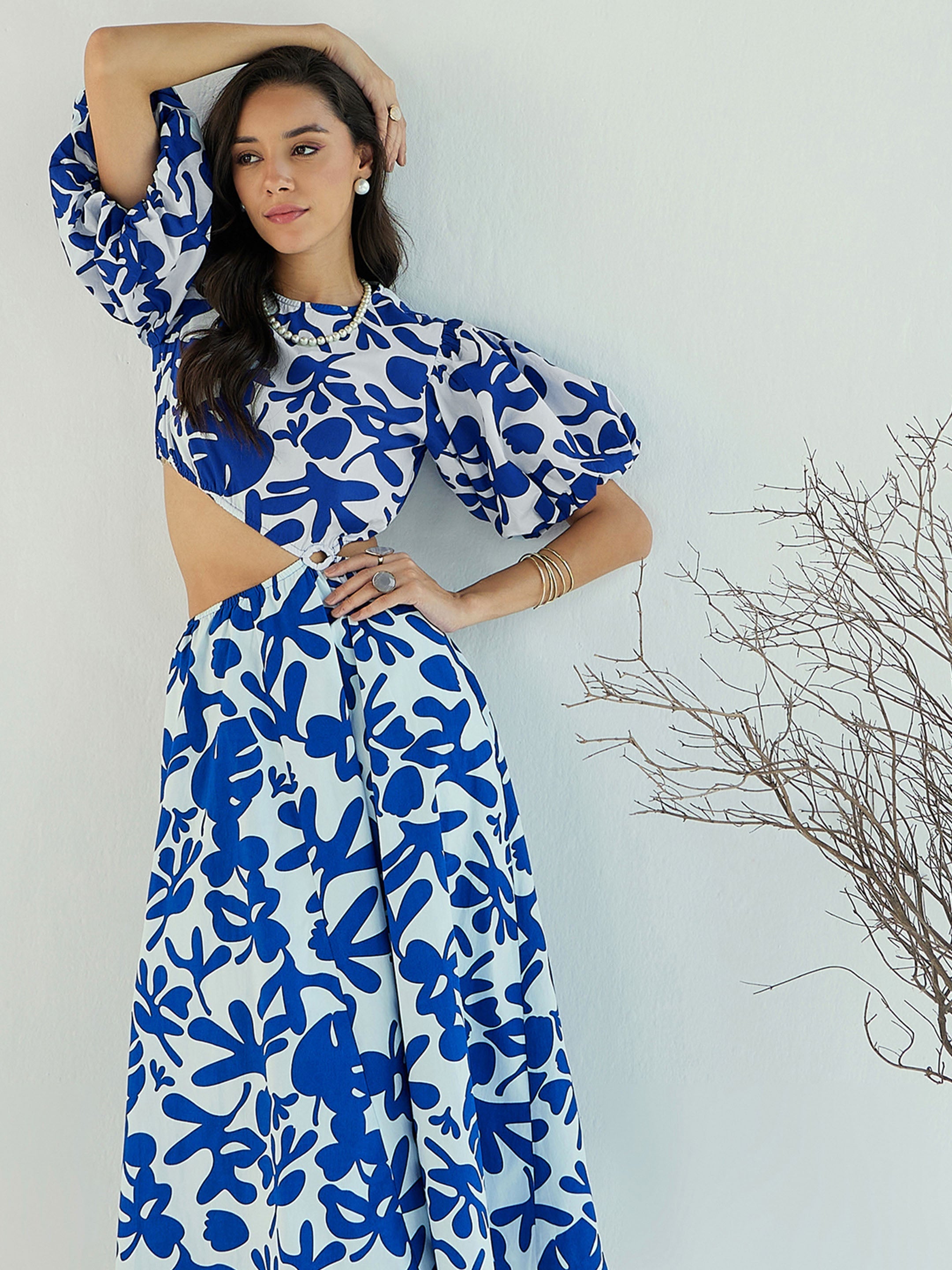 Women's Blue Floral Dress