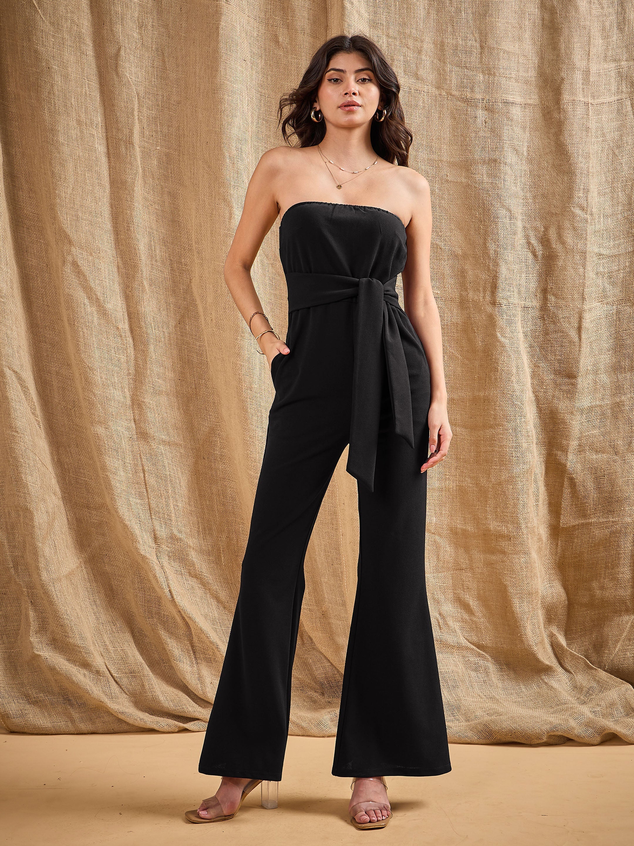 Women's Black Solid Jumpsuit