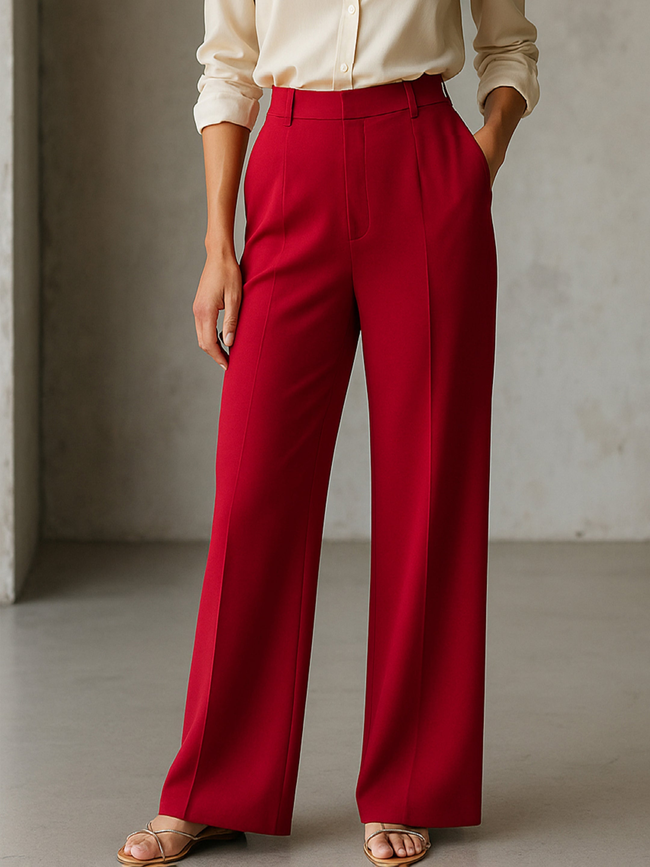 Women's Maroon Cross Pocket Pants