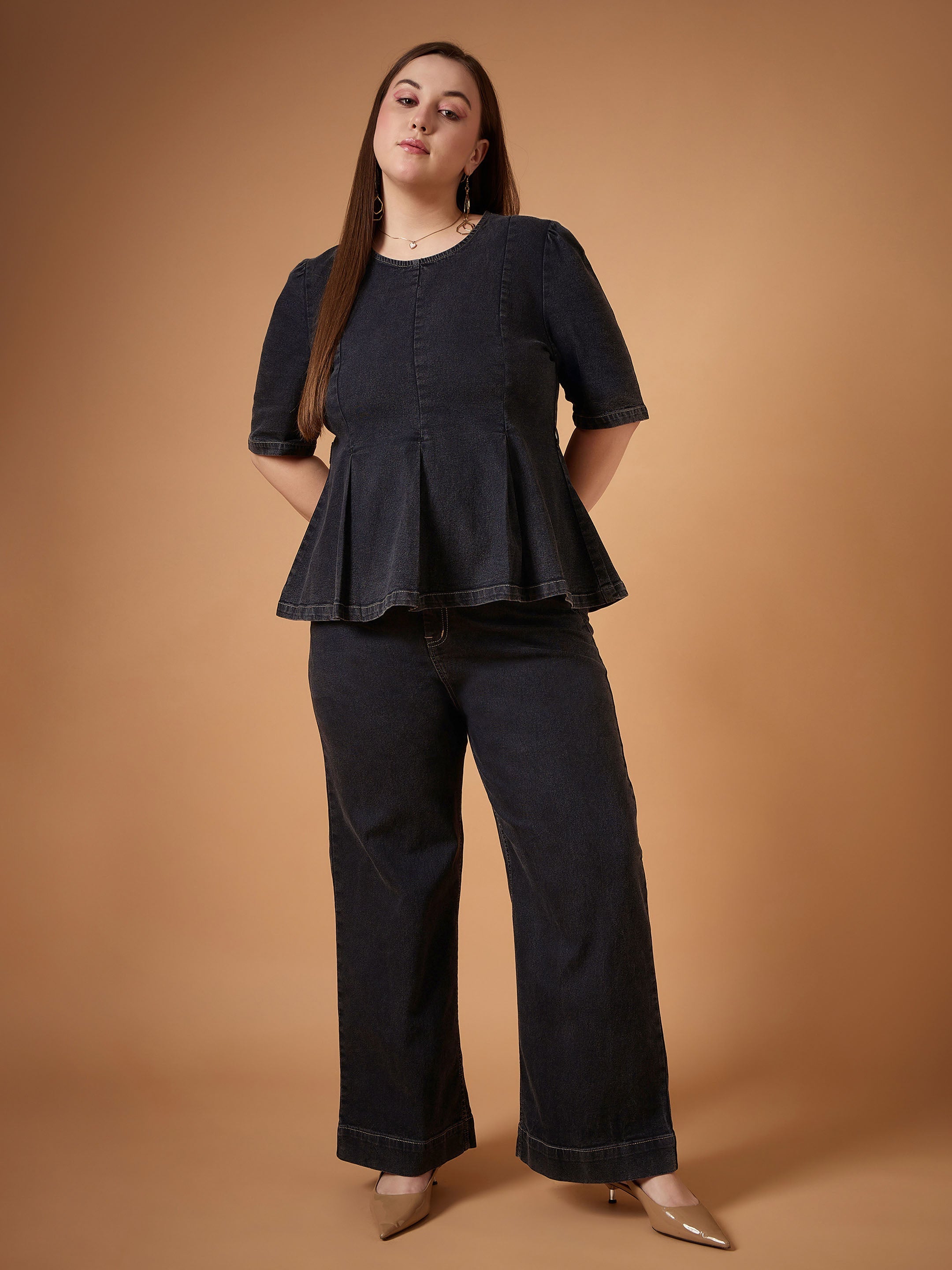Women's Black Denim Co-Ord Set