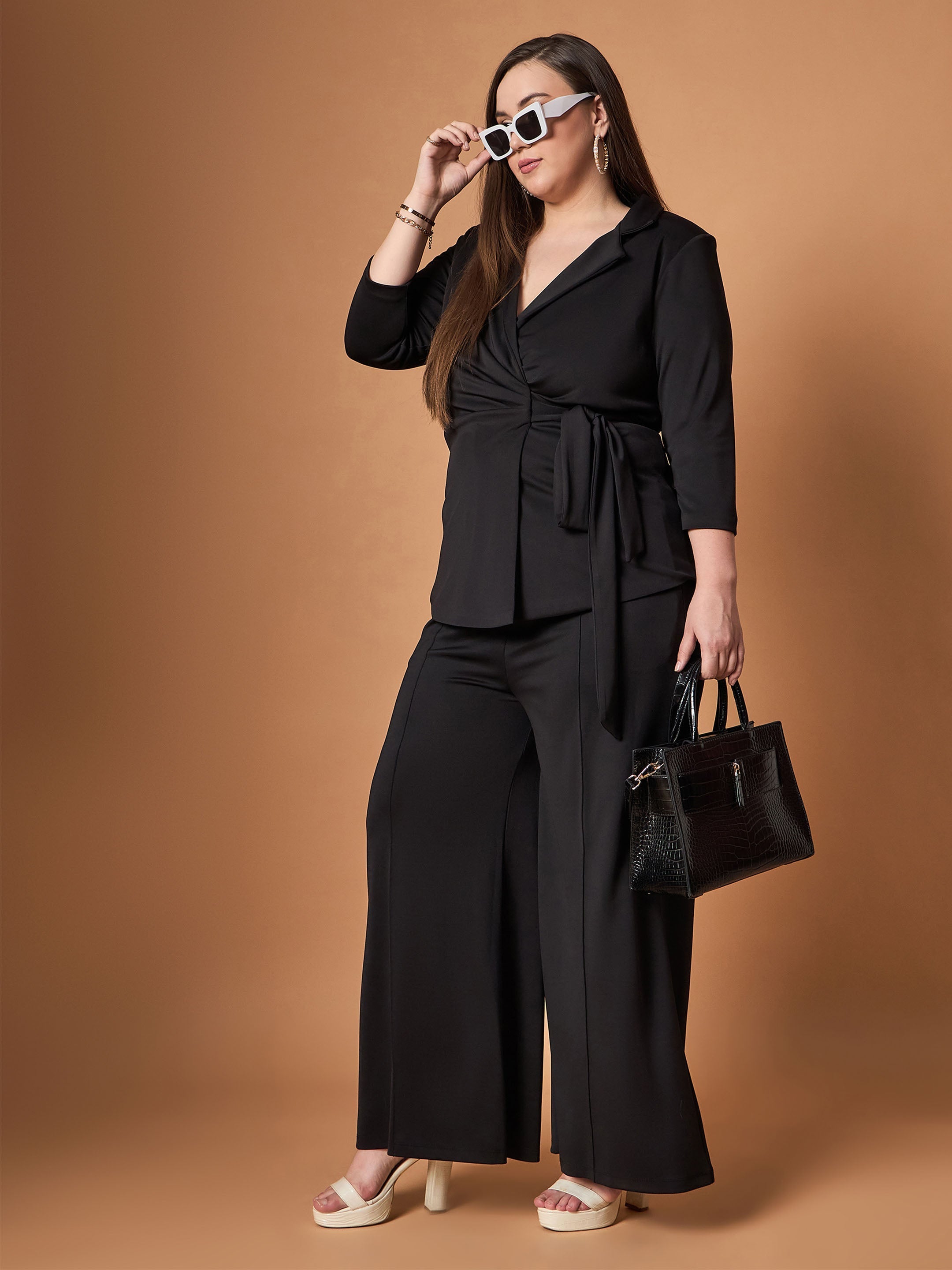 Women's Black Solid Co-Ord Set