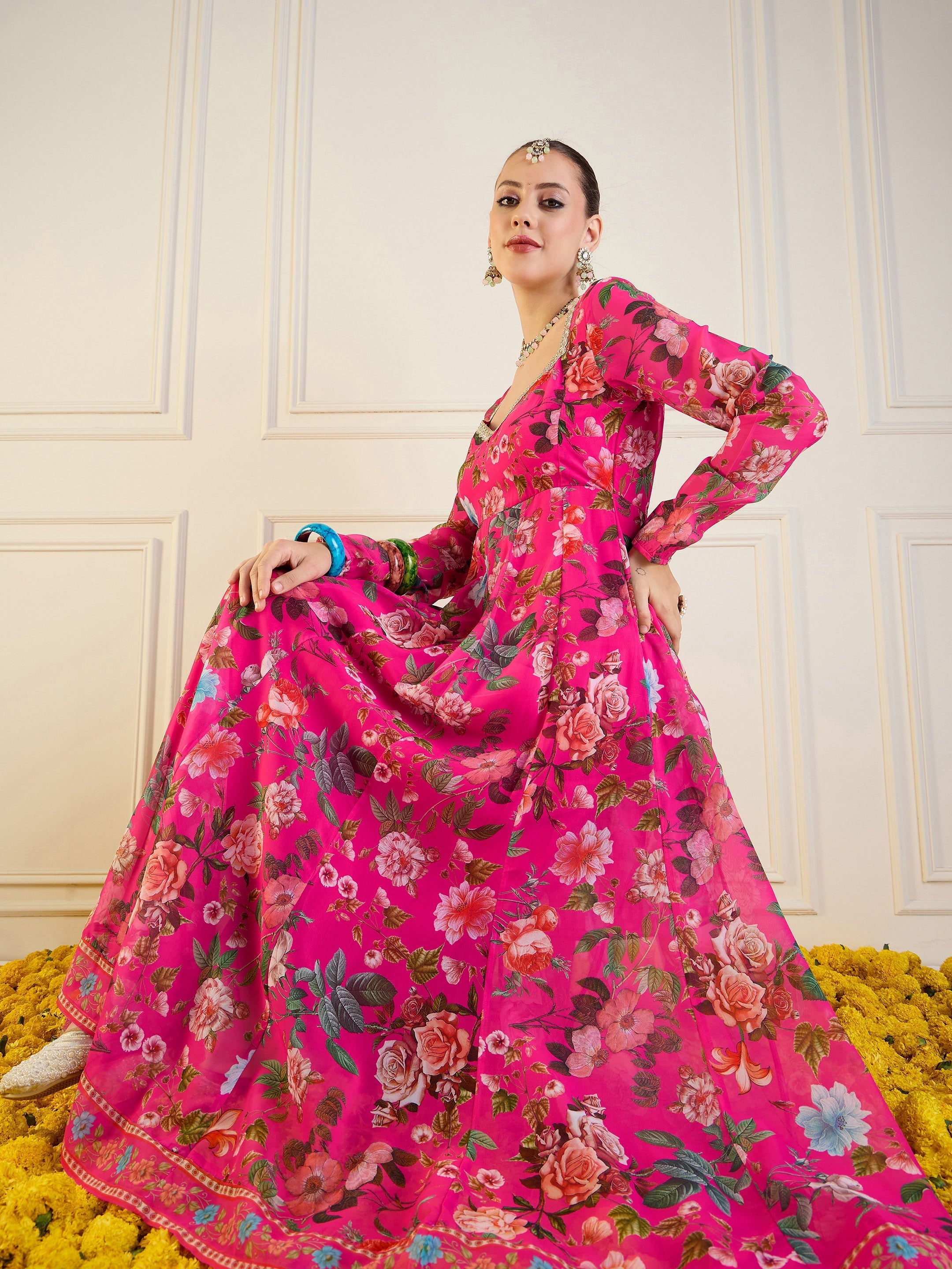 Women's Pink Floral Kurta