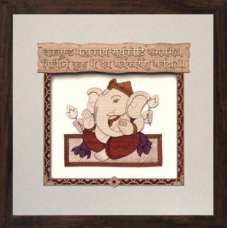 Shlok Ganesh Decorative Frame – Handcrafted Wooden Devotional Wall Art
