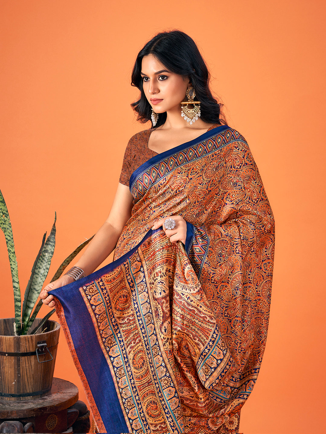 Women's Multi Color Pashmina Digital Print Party Wear Pashmina Saree
