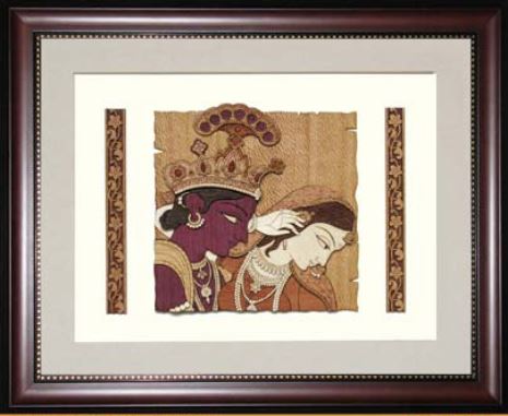 Radha Krishna Decorative Frame – Handcrafted Wooden Devotional Wall Art