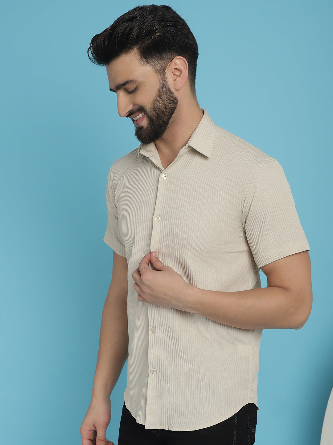 Men's Striped Half Sleeve Casual Shirt for