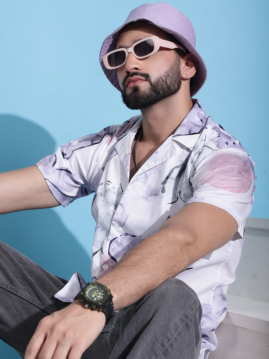 Men's Classic Floral Printed Cotton Casual Shirt