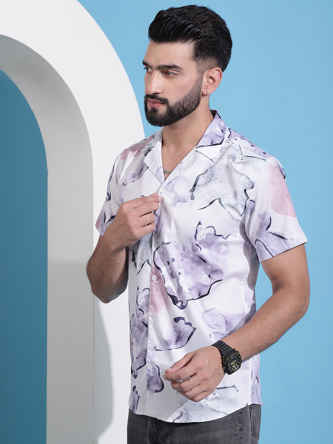 Men's Classic Floral Printed Cotton Casual Shirt