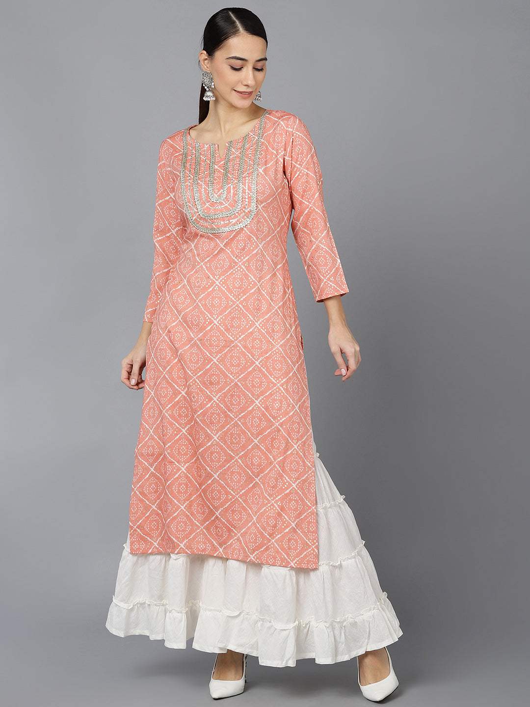 Women's Cotton Blend Geometric Printed Kurta
