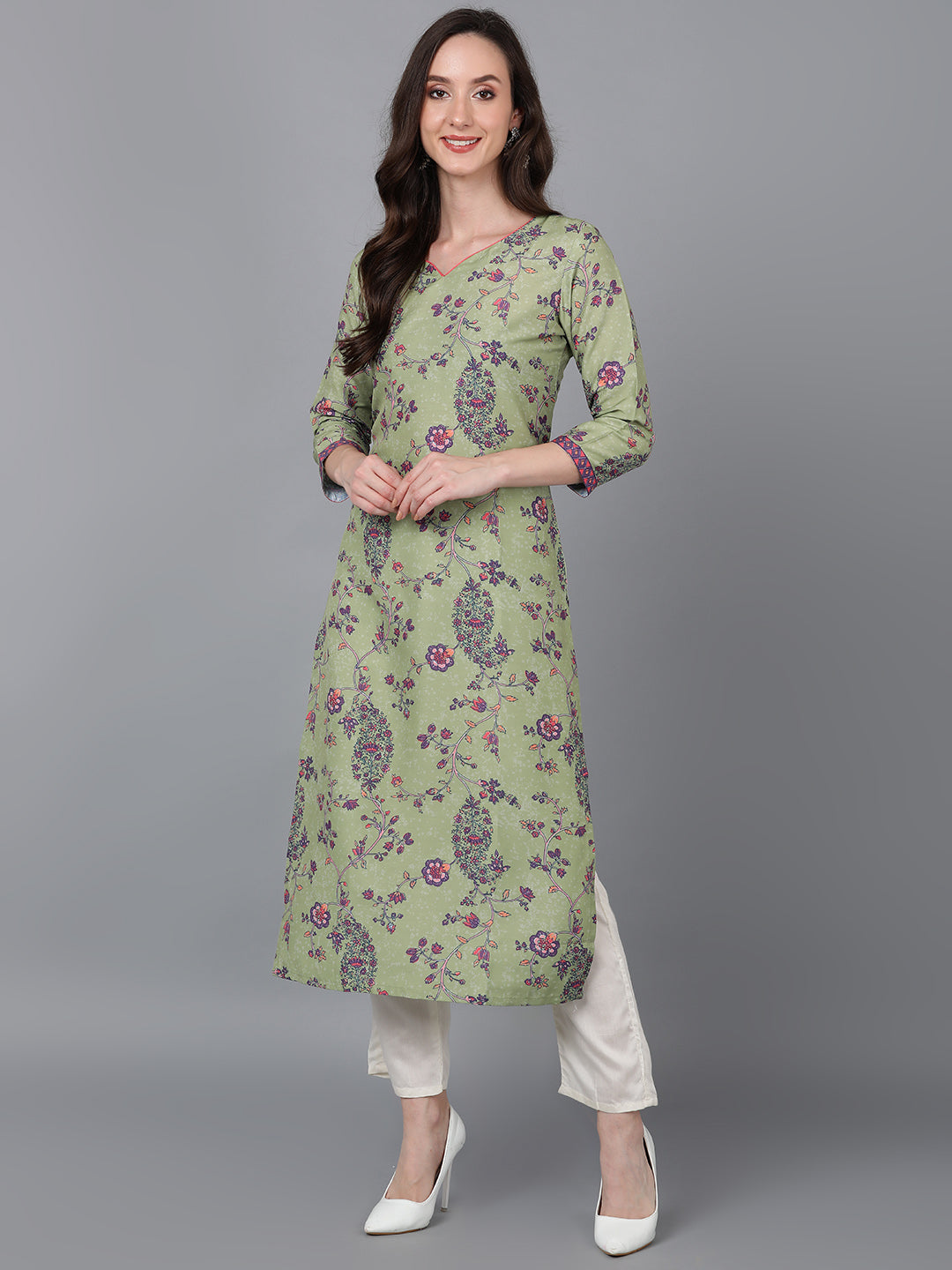 Women's Poly Silk Abstract Printed Kurta