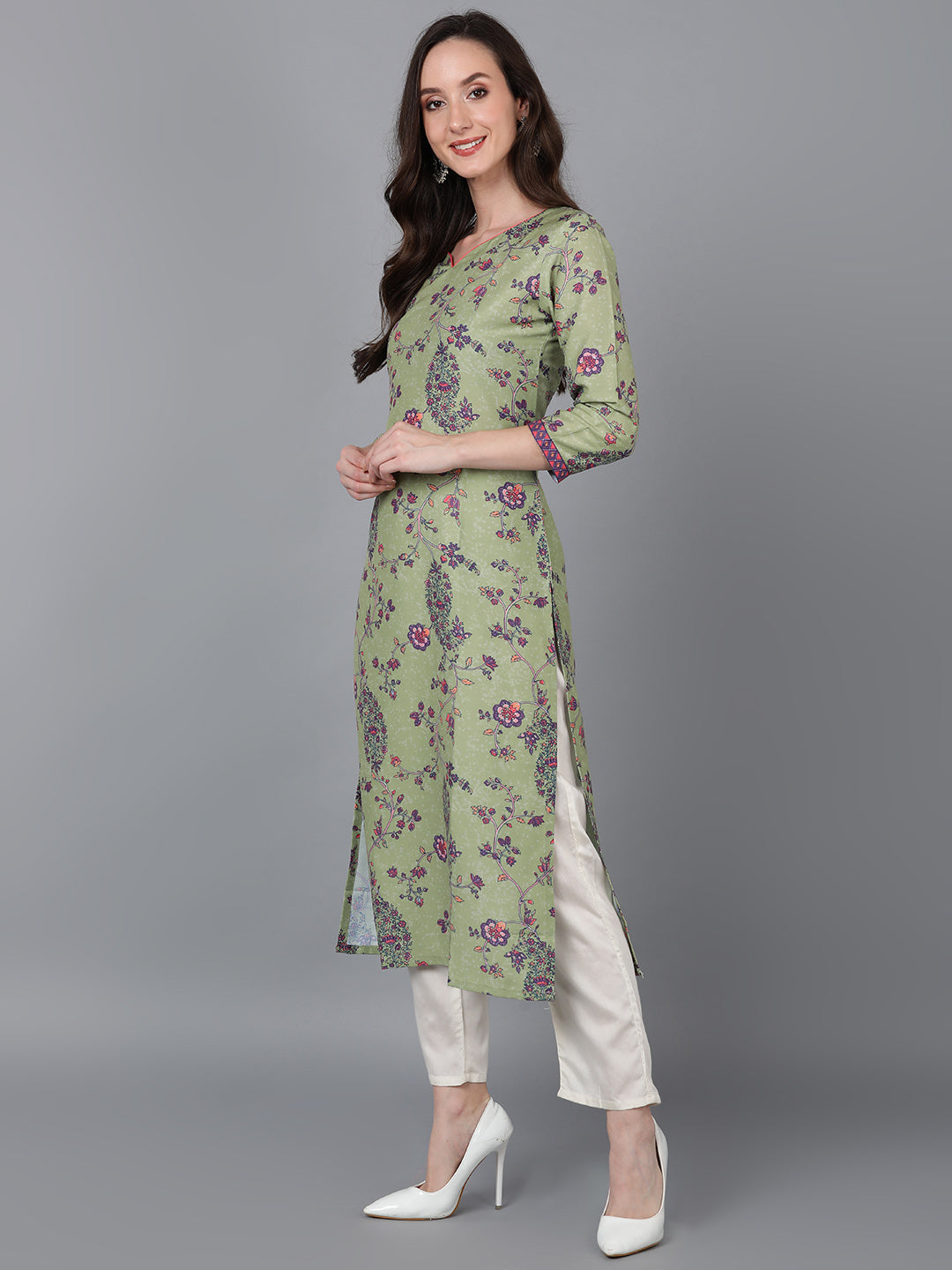Women's Poly Silk Abstract Printed Kurta