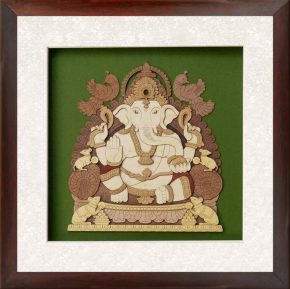 Wood Art Ganpati Wall Decor 12x12 Inch By Trendia Decor