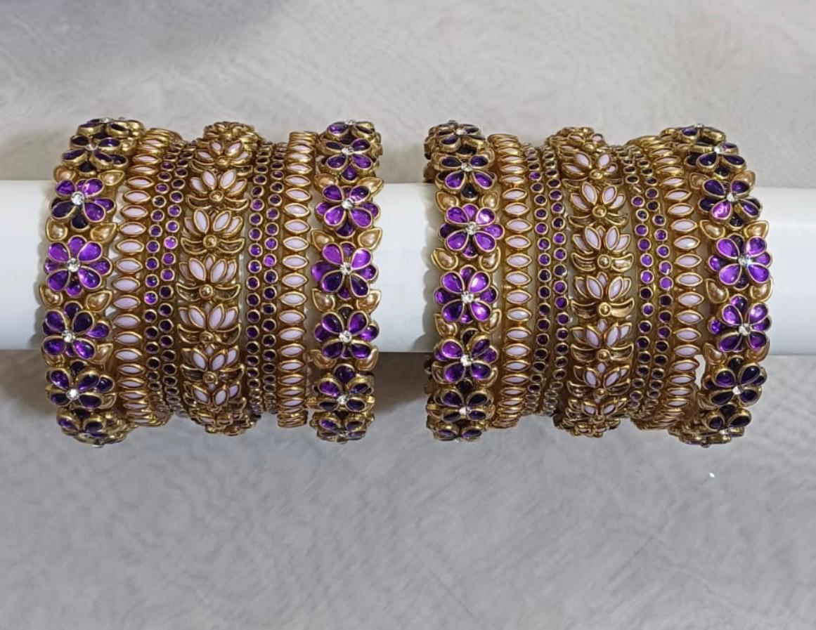 Women's Purple Floral Bangle Set